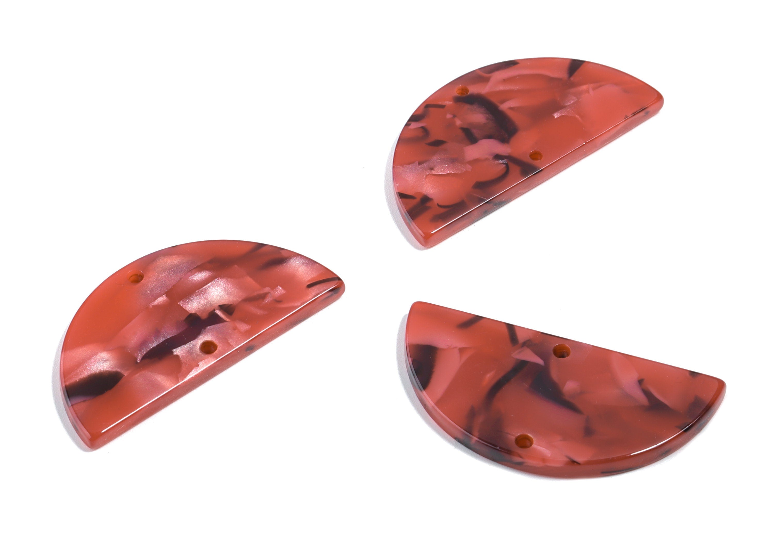 Acetate Semicircle Connectors - Half Moon Connector - Earring Findings - 2 Holes - Color Code: A56 - 36.13x17.84x2.8mm - AC1795-A56 - DOMEDBAZAAR