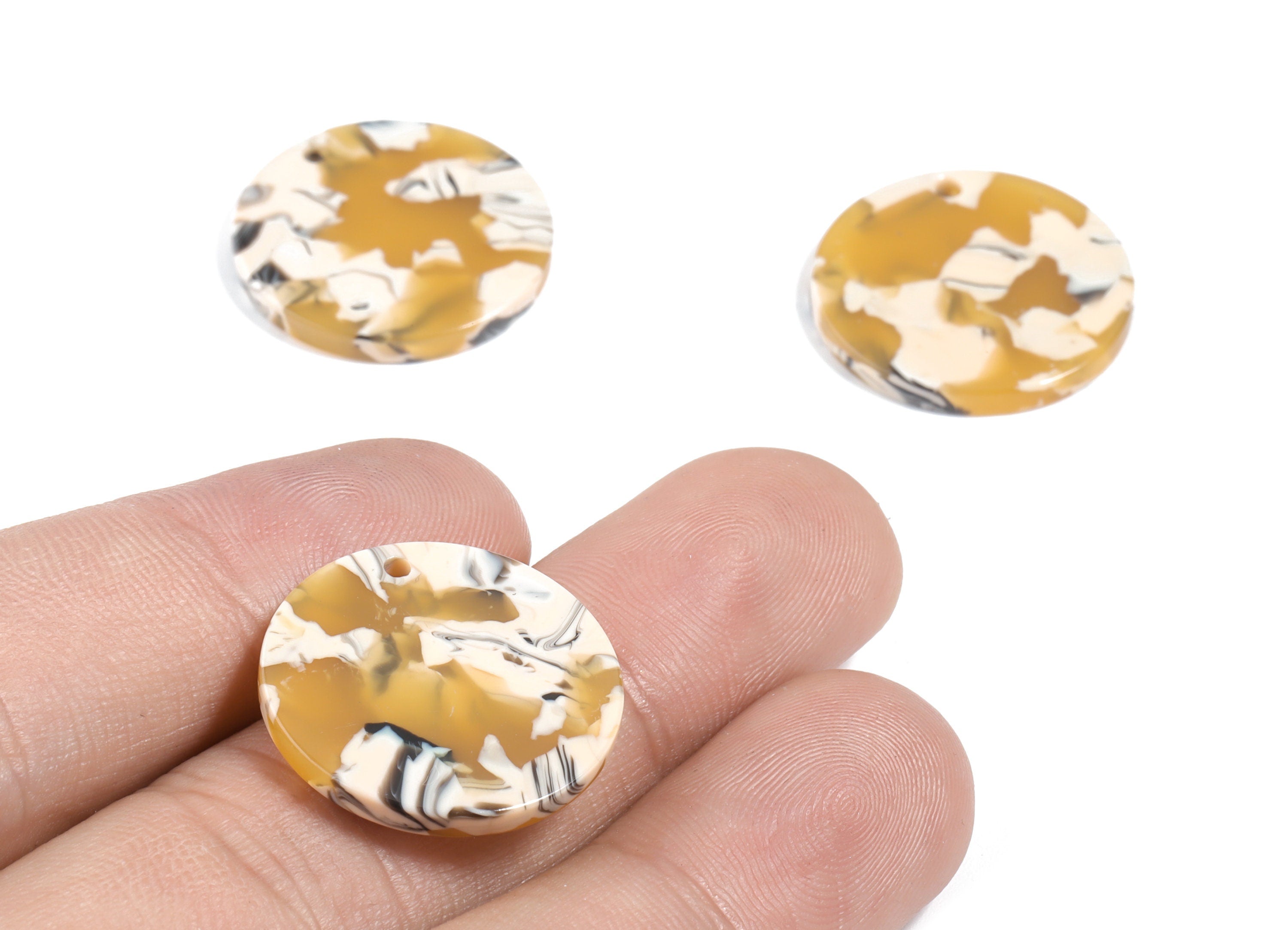 Acetate Acrylic Round Earring Charms - Coin Pendant - Earring Findings - Jewelry Supplies - Color Code: A14 - 21.9x21.85x2.68mm - AC1170-A14 - DOMEDBAZAAR