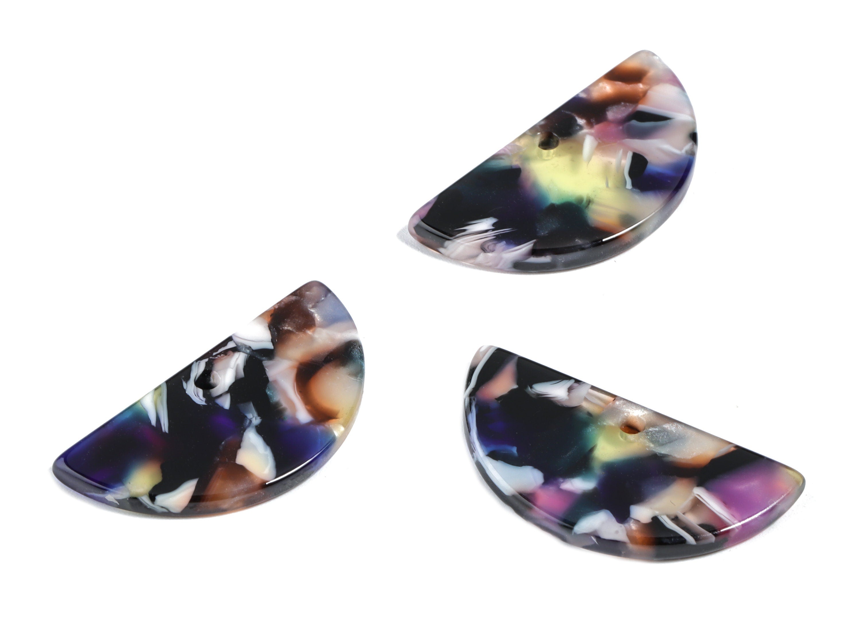 Acetate Semi Circle Earring Charm - Half Moon Pendant - Earring  Findings - Jewelry Supplies - Color Code:A11 - 27x13.43x2.41mm - AC1826-A11 - DOMEDBAZAAR