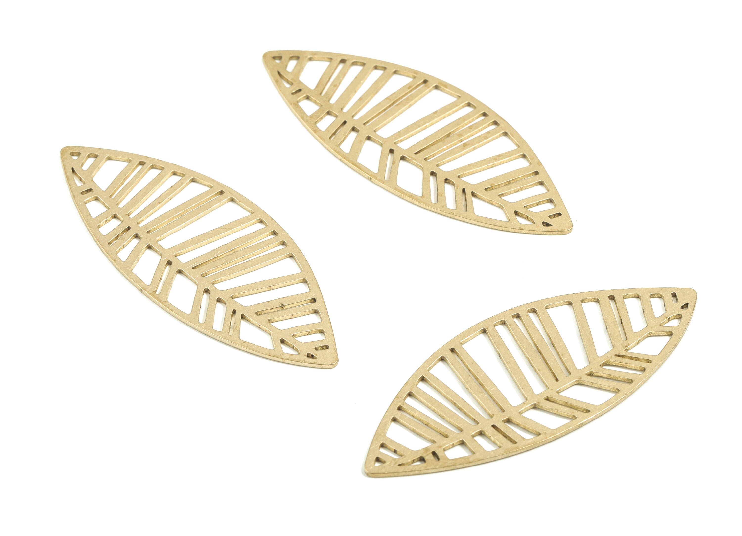 Brass Leaf Earring Charms - Raw Brass Leaf Pendant - Leaf Necklace Charms - Earring Findings - Jewelry Supplies - 54.8x22.2x0.82mm - PPM1738 - DOMEDBAZAAR