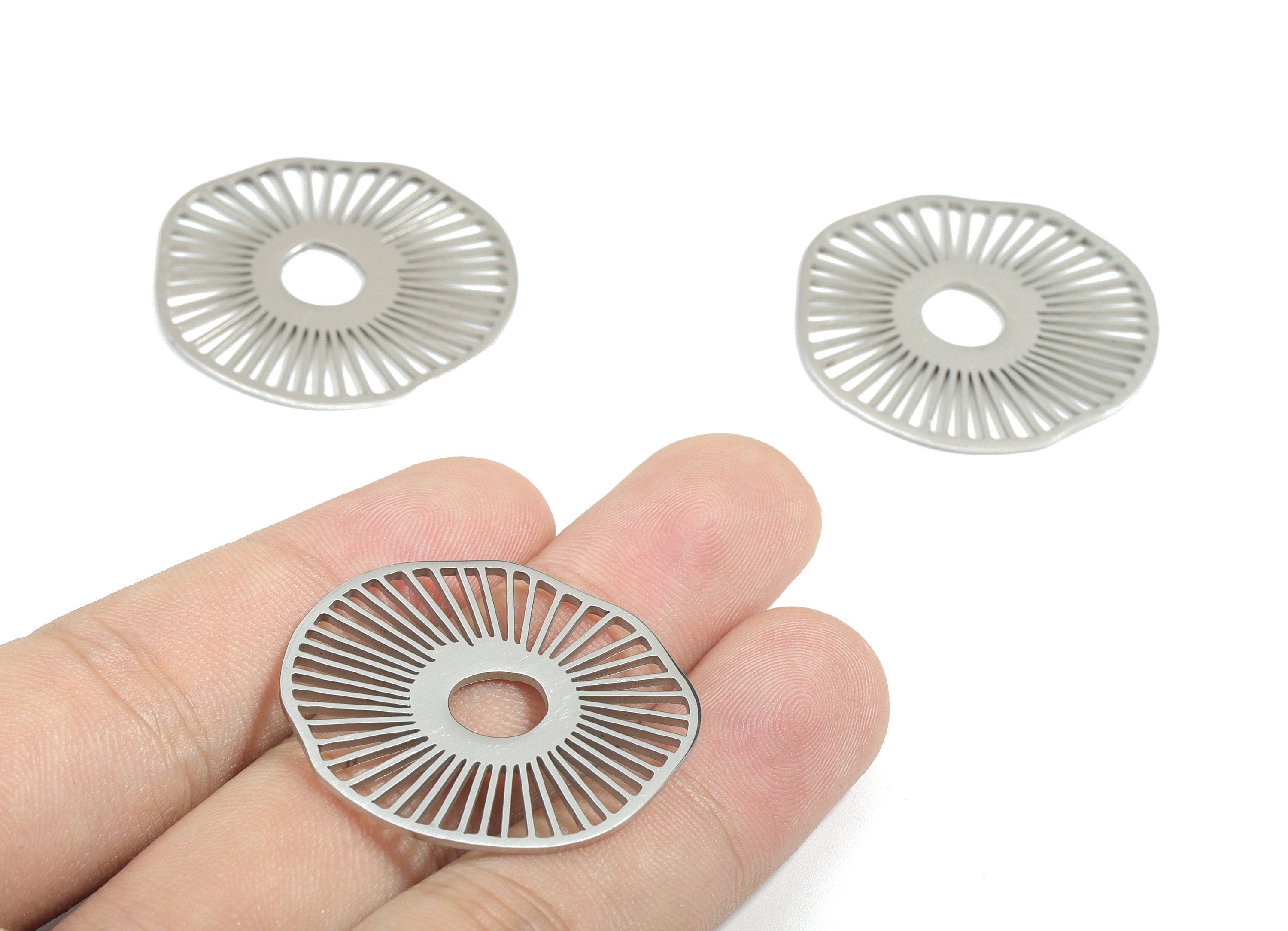 Stainless Steel Round Charms - Round Earrings and Pendant - Earring Findings - Jewelry Supplies - 34.01x31.49x0.96mm - SS1180 - DOMEDBAZAAR