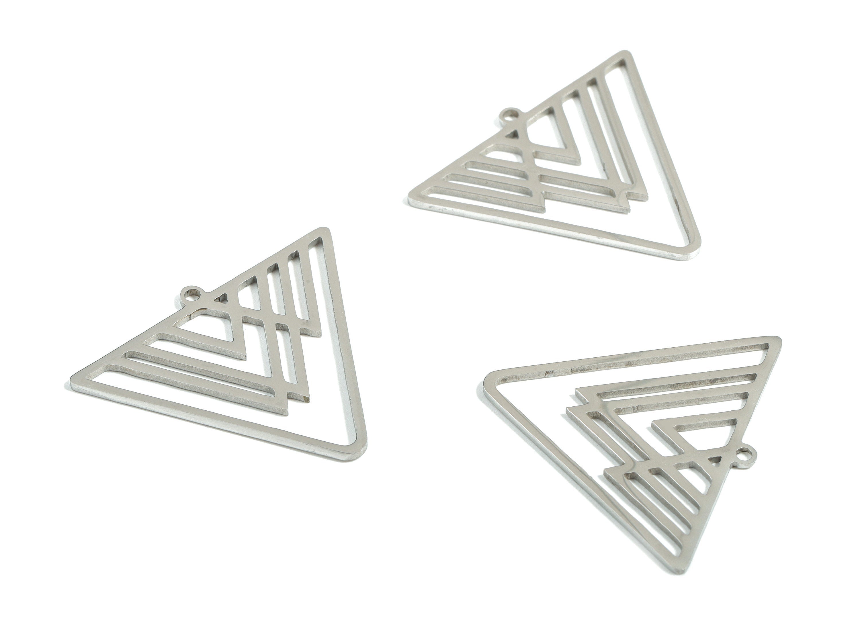 Stainless Steel Triangle Charms - Mountains Earrings and Pendant - Earring Findings - Jewellery Supplies - 29.84x25.94x0.95mm - SS1174 - DOMEDBAZAAR