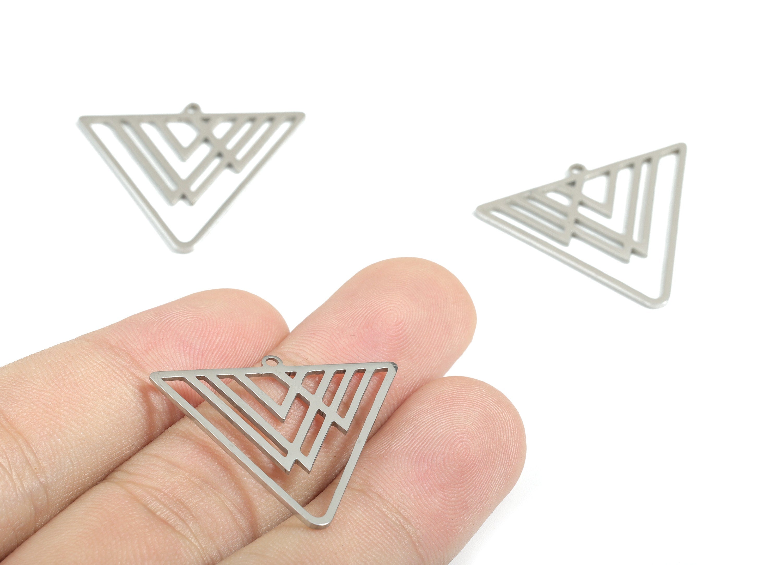 Stainless Steel Triangle Charms - Mountains Earrings and Pendant - Earring Findings - Jewellery Supplies - 29.84x25.94x0.95mm - SS1174 - DOMEDBAZAAR
