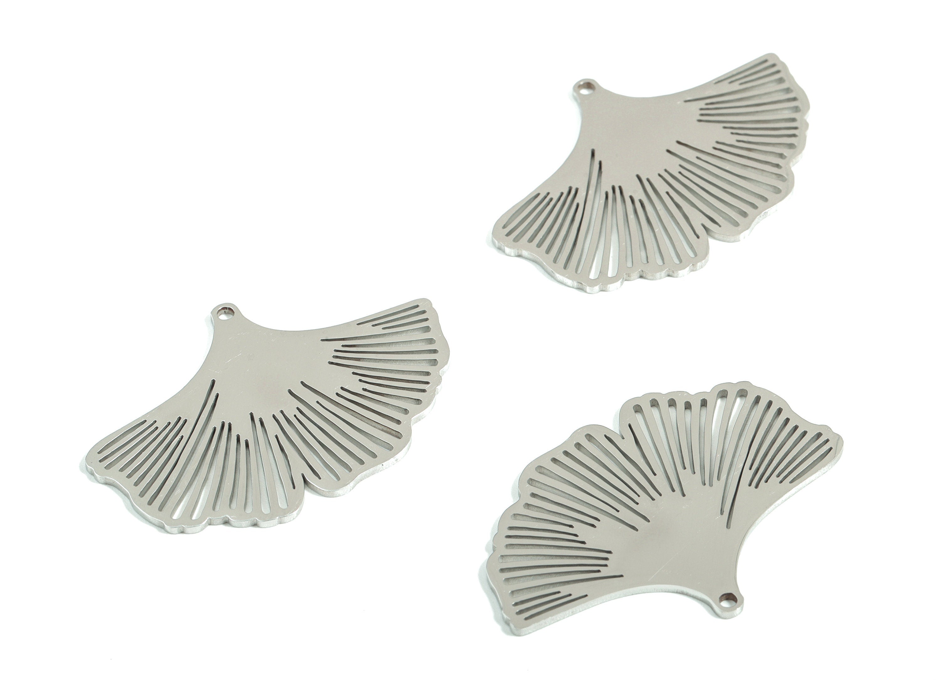 Stainless Steel Ginko Charms - Ginko Earrings and Pendant - Earring Findings - Jewelry Supplies - 35.08x24.15x0.92mm - SS1169 - DOMEDBAZAAR