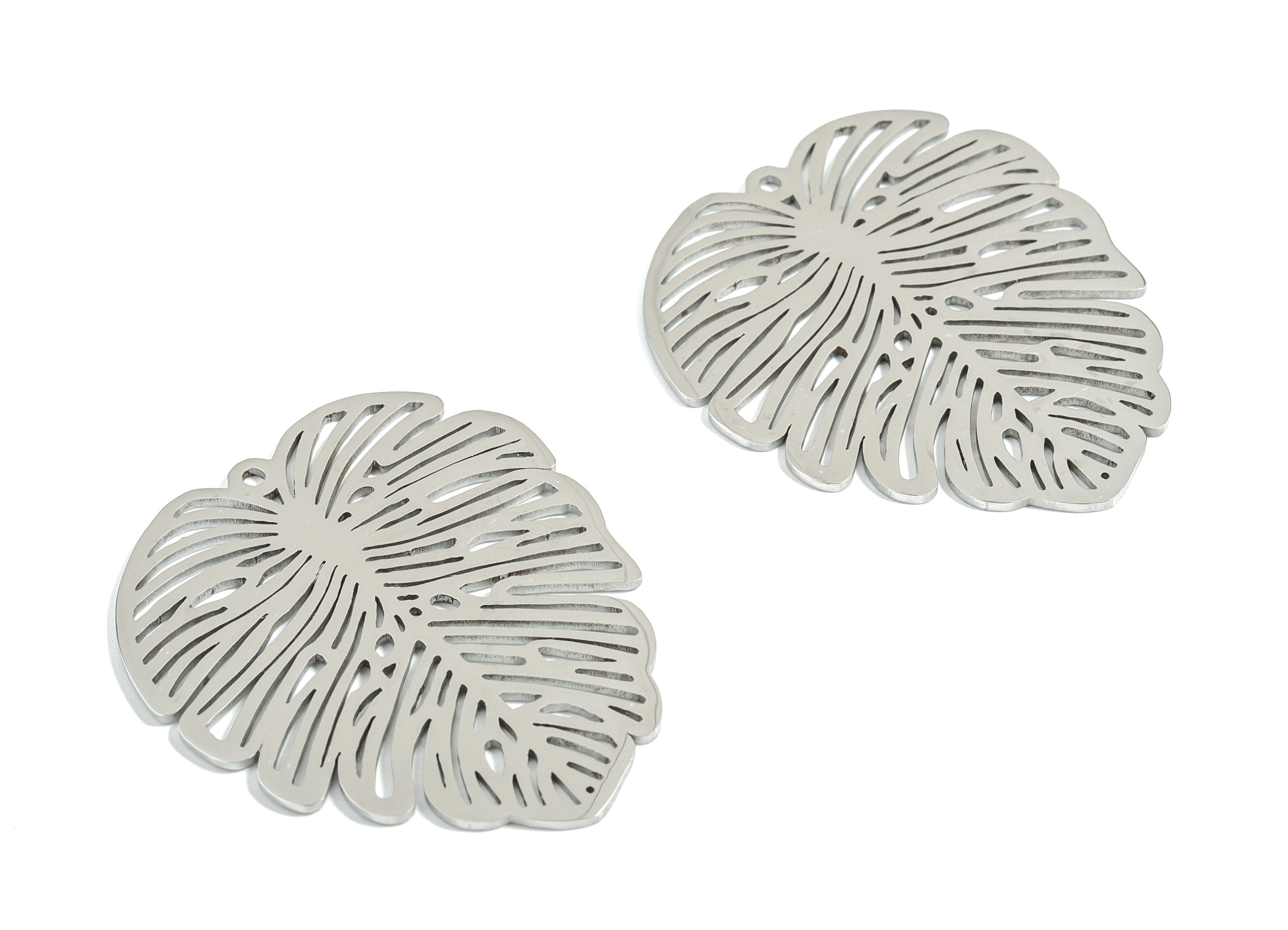 Stainless Steel Leaf Charms - Leaf Earrings and Pendant - Earring Findings - Jewelry Supplies - 39.3x34.5x0.96mm - SS1170 - DOMEDBAZAAR