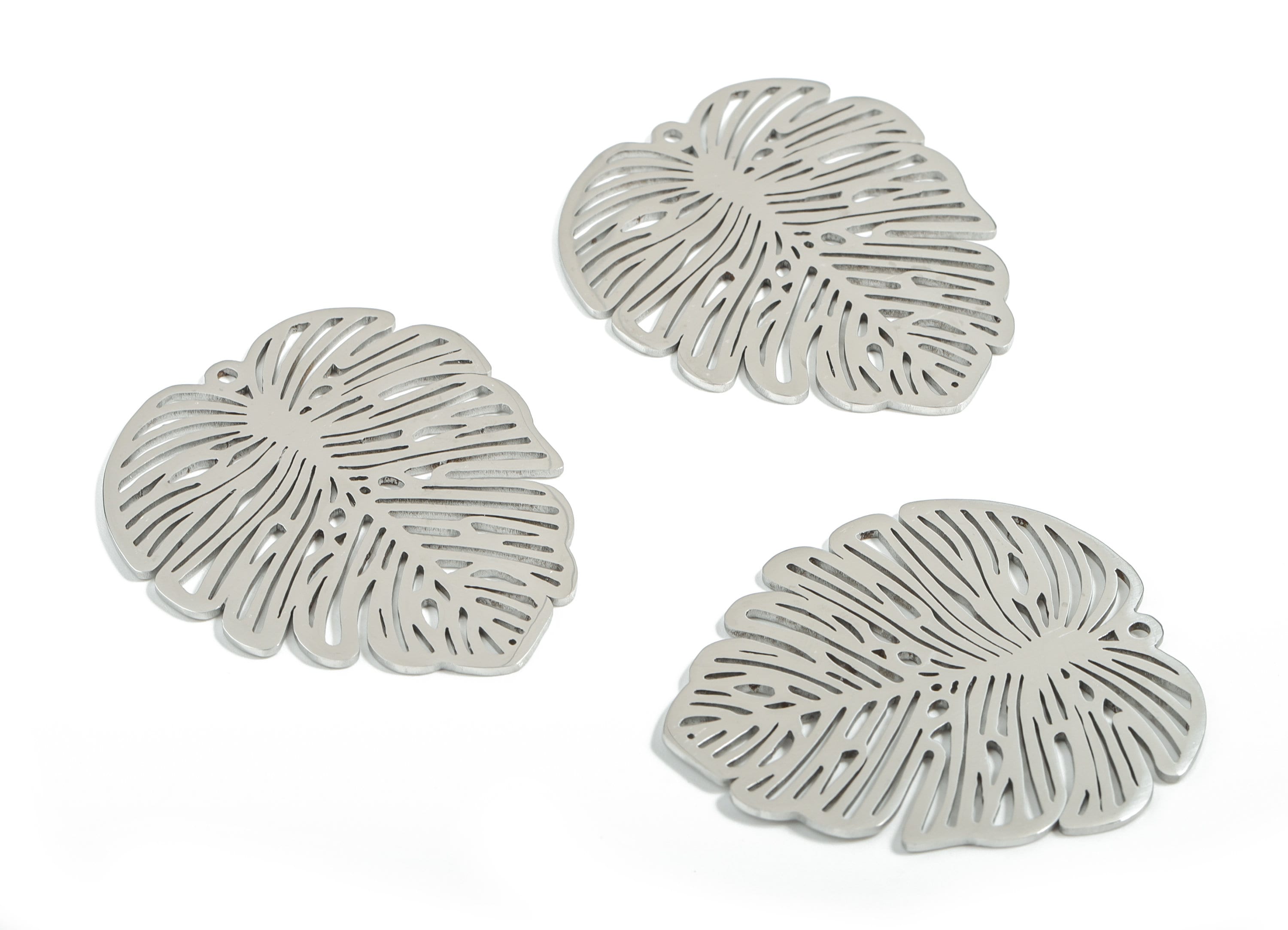 Stainless Steel Leaf Charms - Leaf Earrings and Pendant - Earring Findings - Jewelry Supplies - 39.3x34.5x0.96mm - SS1170 - DOMEDBAZAAR