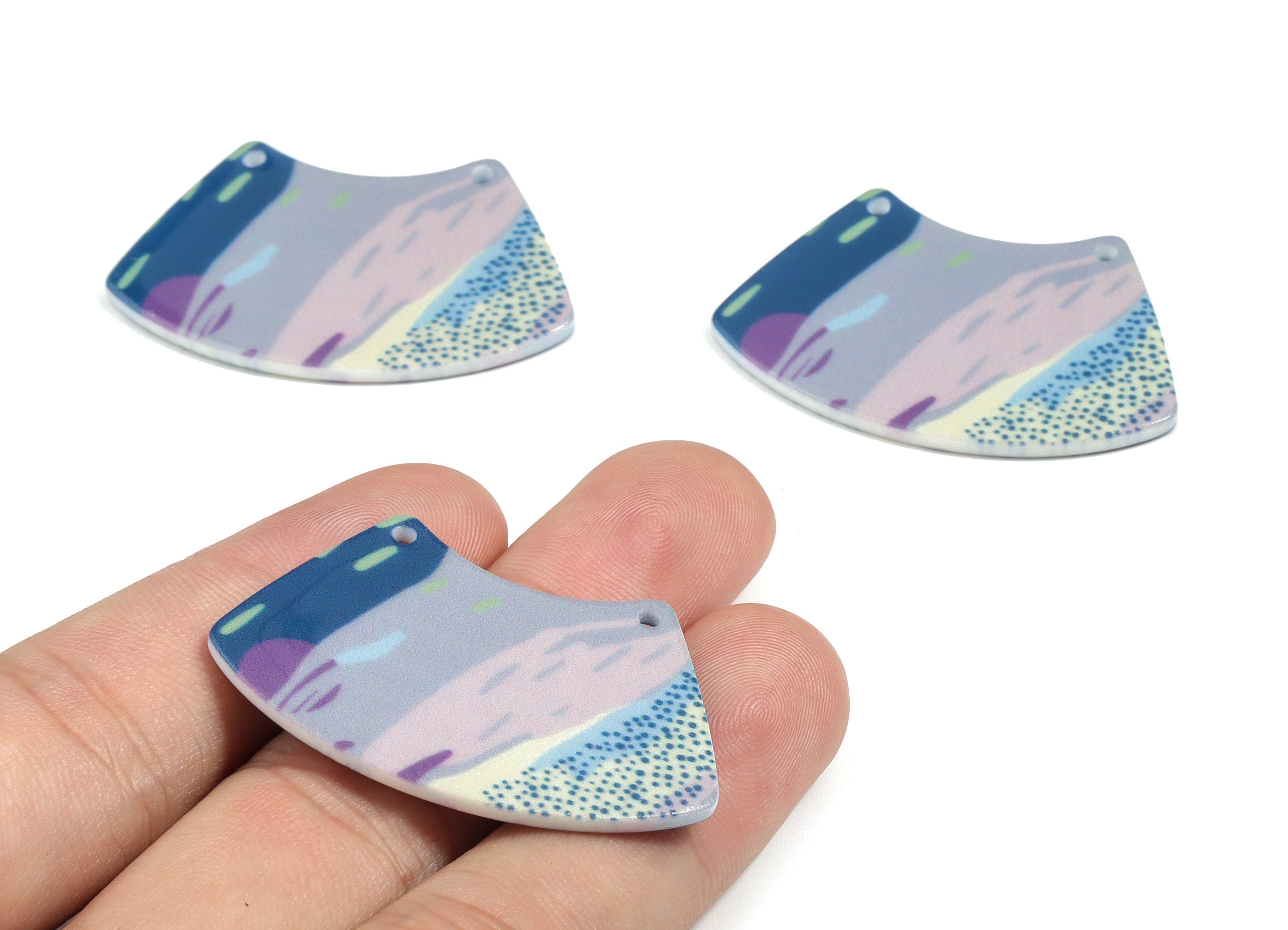 Acrylic Trapezoid Connector - Printing Geometric Acrylic Charms - Jewelry Supplies - Color Code: B1 - 42.64x27.12x2.23mm - AC1871-B1 - DOMEDBAZAAR