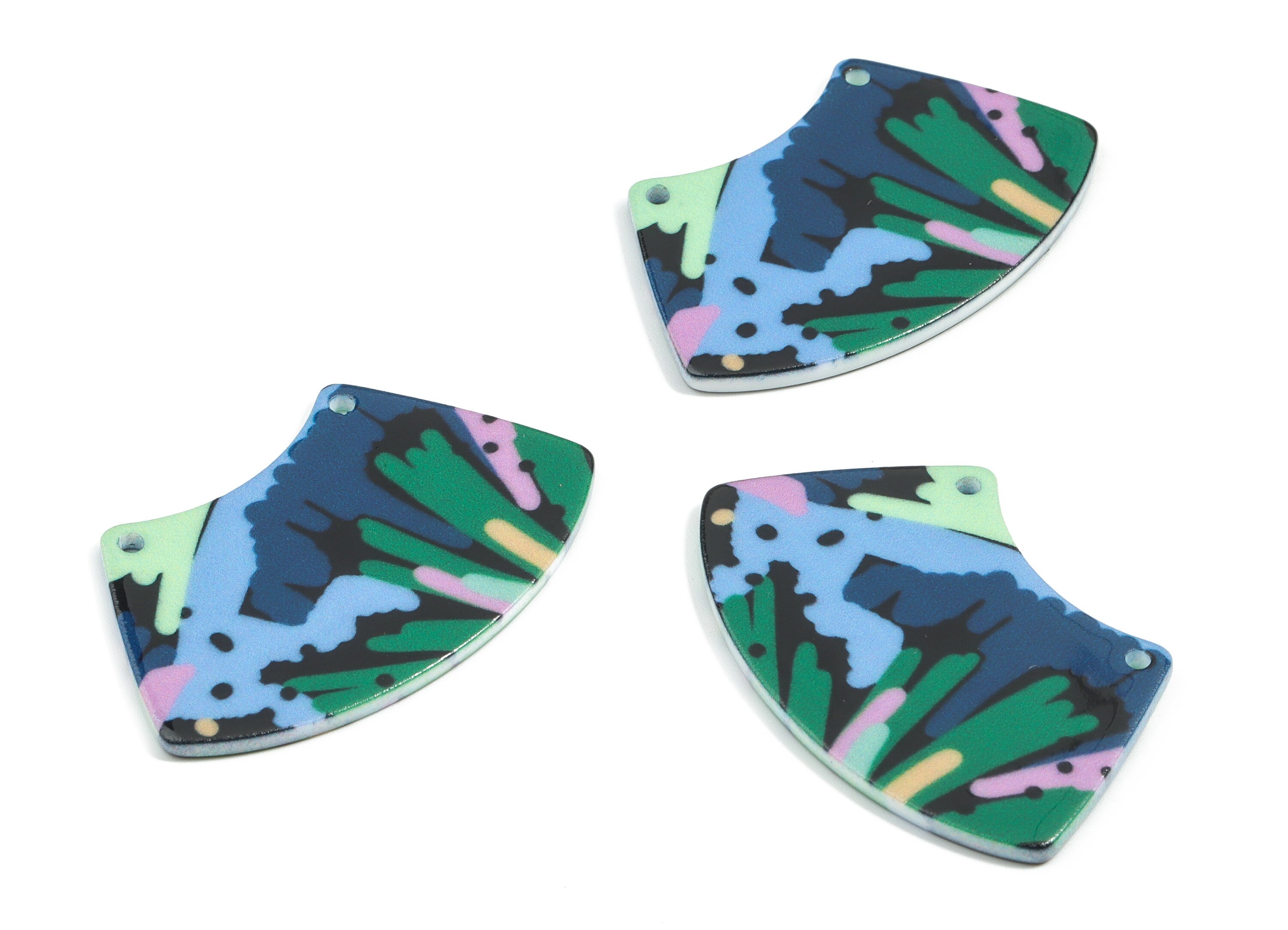 Acrylic Trapezoid Connector - Printing Geometric Acrylic Charms - Jewelry Supplies - Color Code: B3 - 42.6x27.16x2.29mm - AC1871-B3 - DOMEDBAZAAR