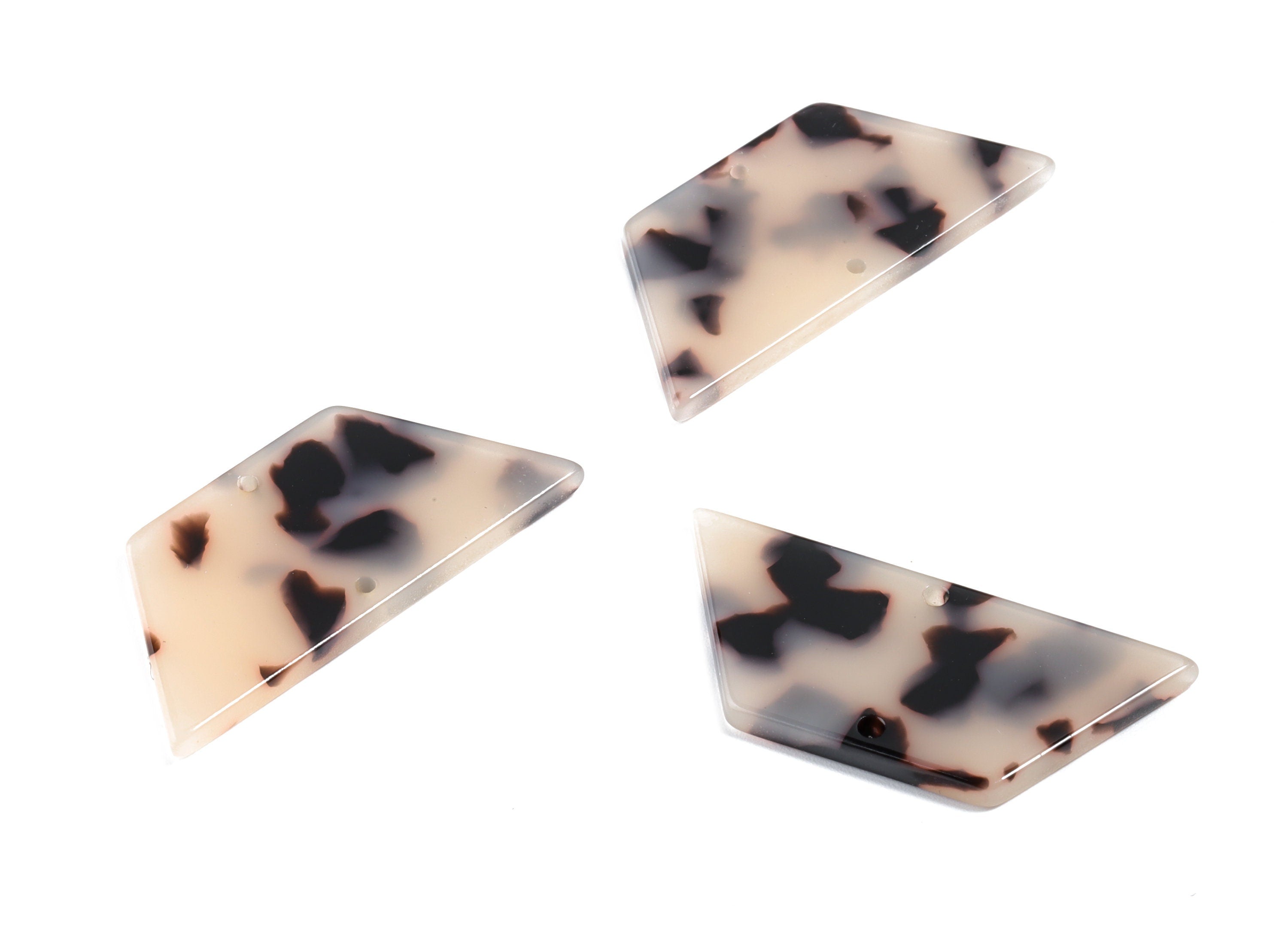 Acetate Trapezoid Connectors - 2 Holes Trapezoid Blond Tortoise Shell Earring - Color Code: A07 - 36.62x16x2.67mm - AC1802-A07 - DOMEDBAZAAR