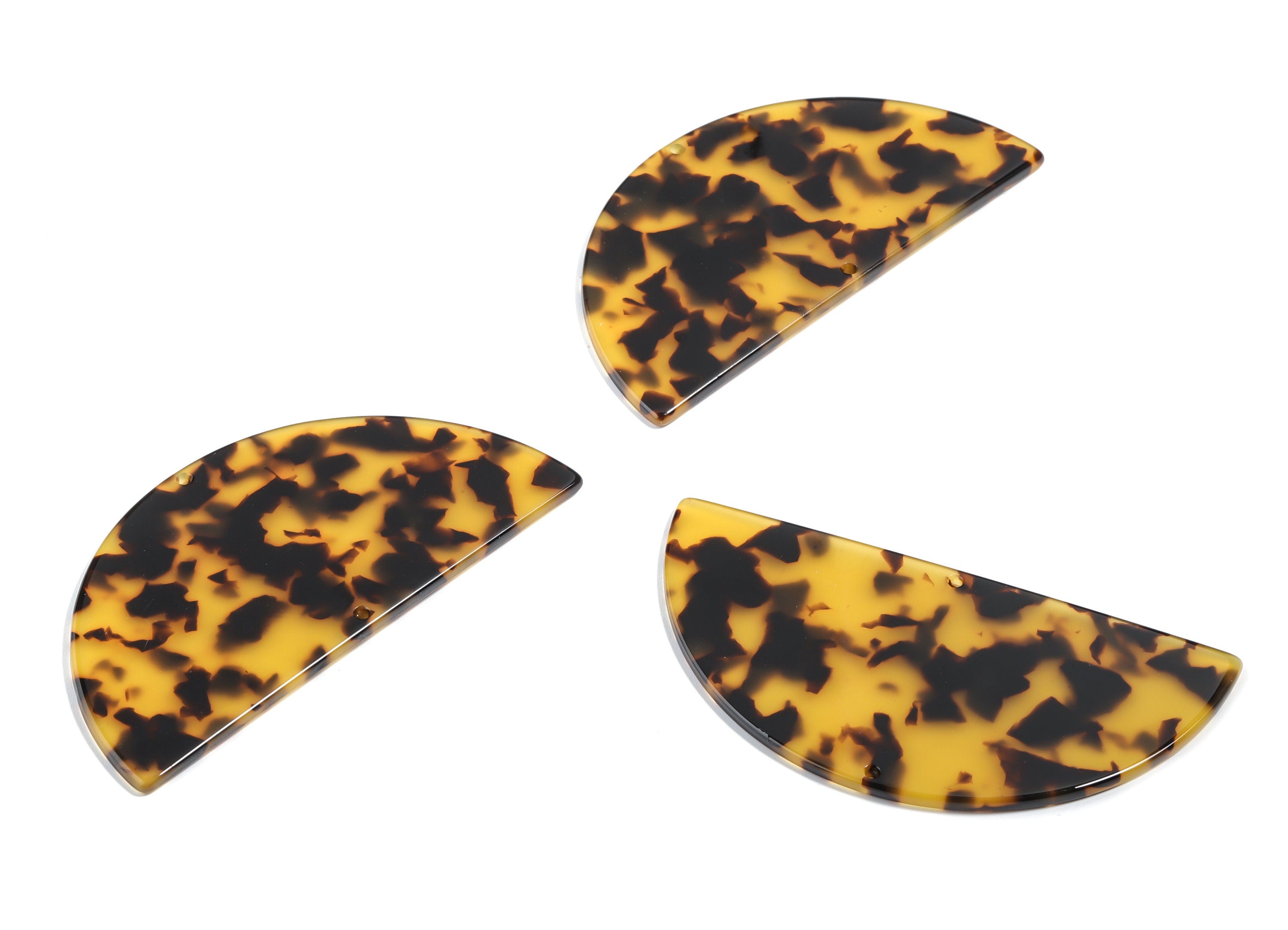 Acetate Big Semi circle Earring Connector - Half Moon Charm - Tortoise Shell - 2 Holes - Color Code:A02 - 77.8x38.9x2.6mm - AC1864-A02 - DOMEDBAZAAR