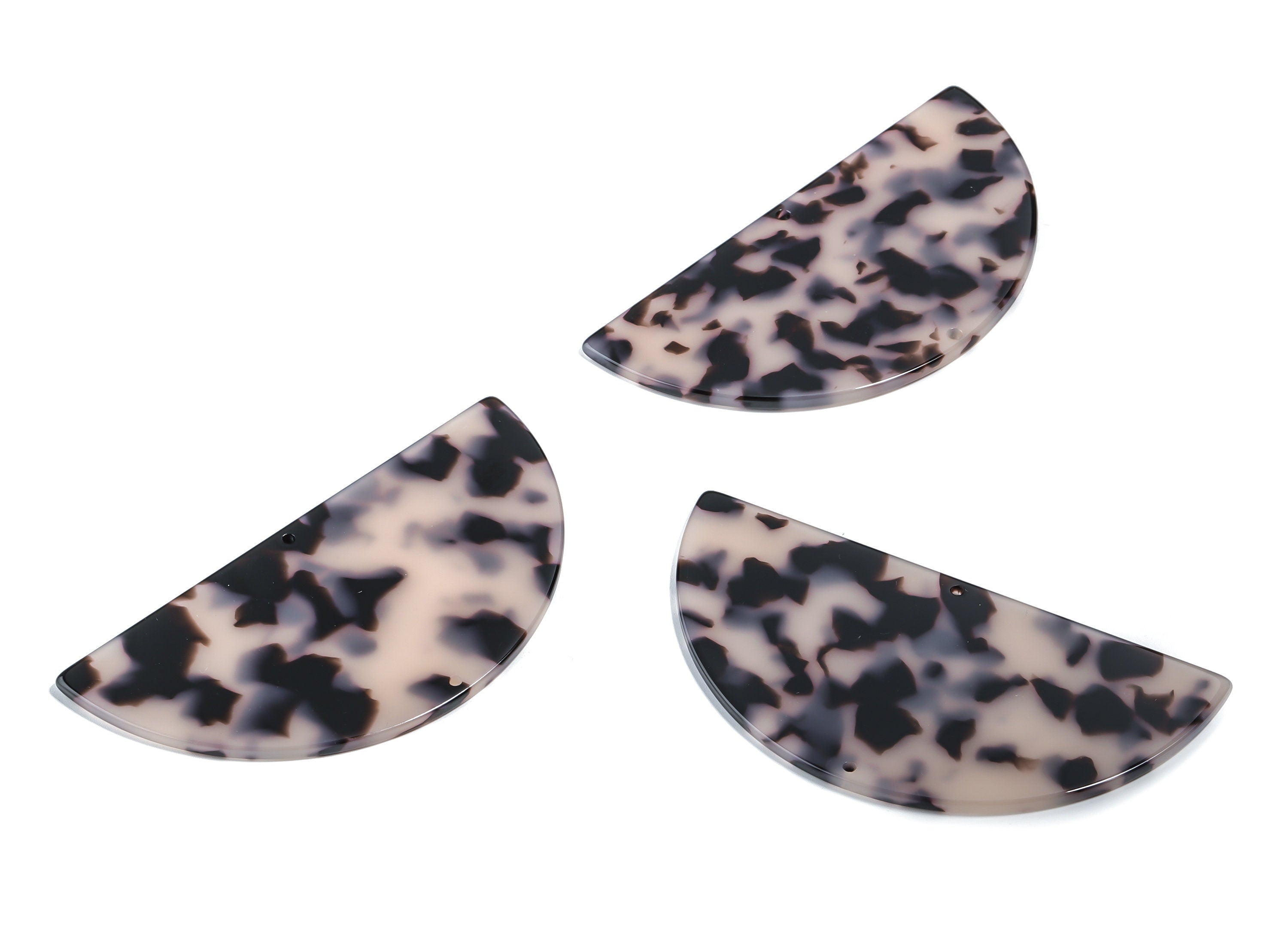 Acetate Big Semi circle Earring Connector - Half Moon Charm - Blond Tortoise Shell - 2 Holes - Color Code:A06 - 77.8x38.9x2.6mm - AC1864-A06 - DOMEDBAZAAR