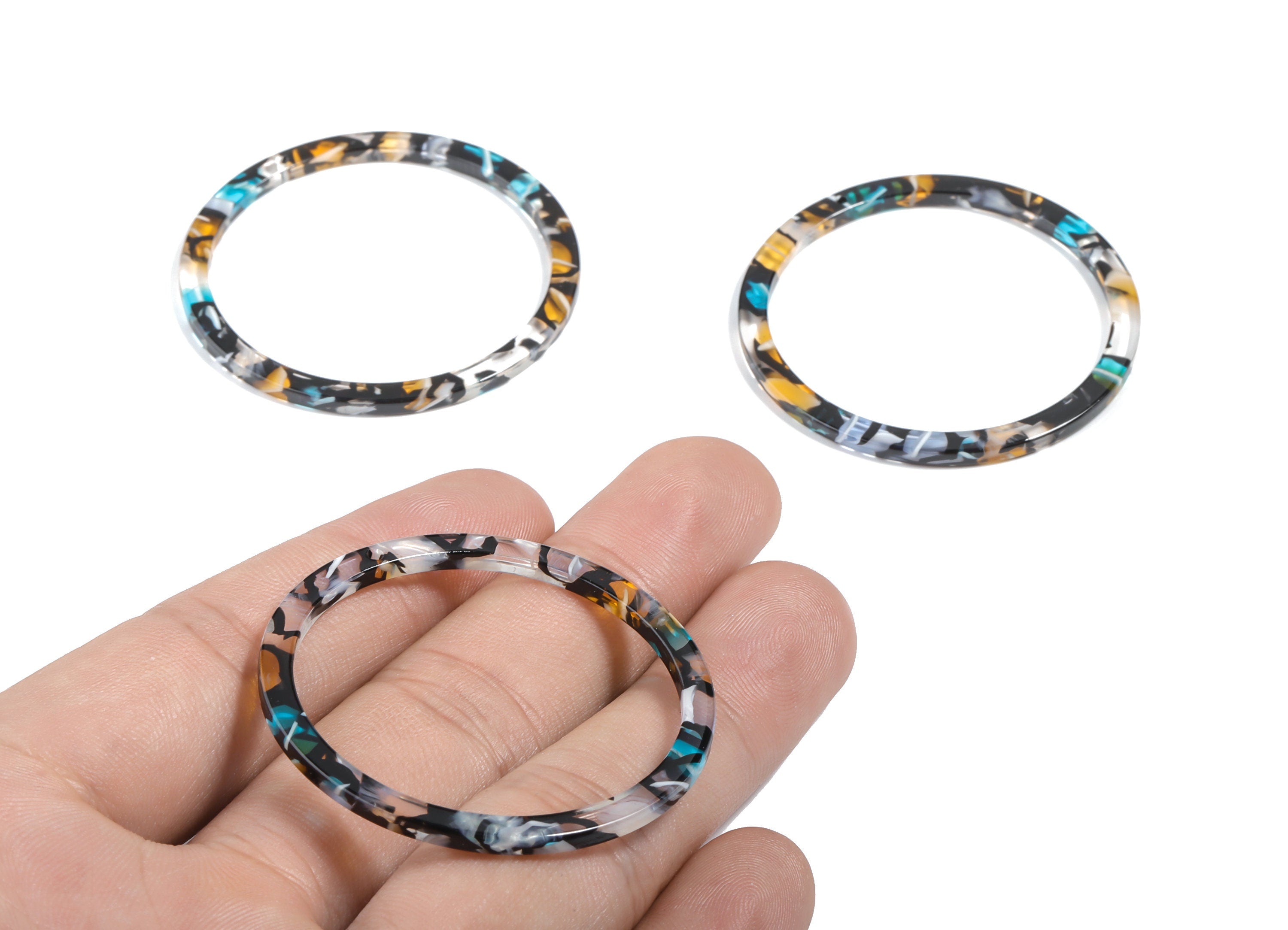 Acetate Circle Earring Charms - Circle Earring Pendant - Earring Findings - Jewelry Supplies - Color Code: A335 - 44x44x2.7mm - AC1126-A335 - DOMEDBAZAAR