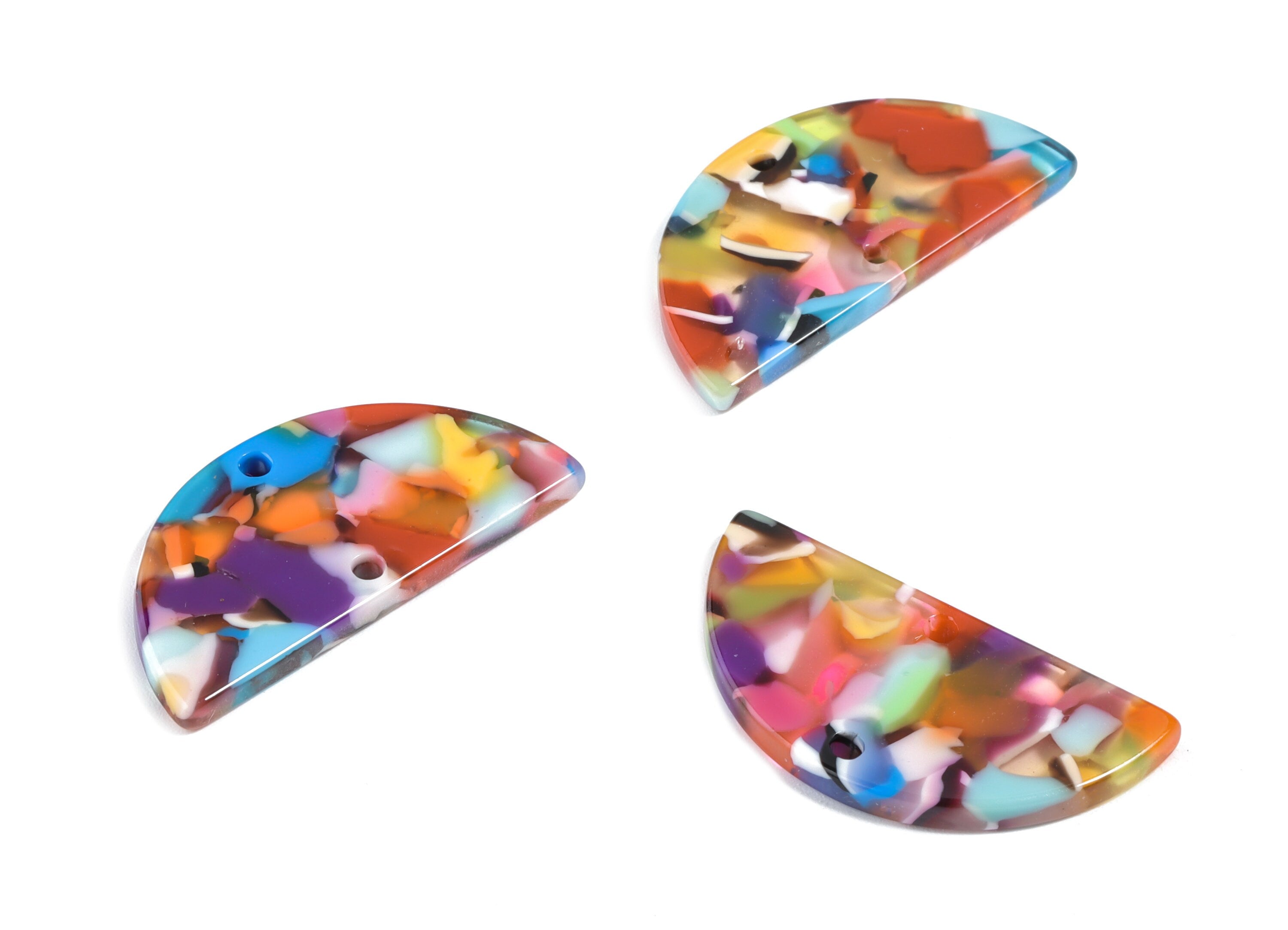 Acetate Semi circle Connectors Charms - 2 Holes Semi circle Earrings - Earring Findings - Color Code:A21 - 29.1x14.6x2.58mm - AC1061-A21 - DOMEDBAZAAR