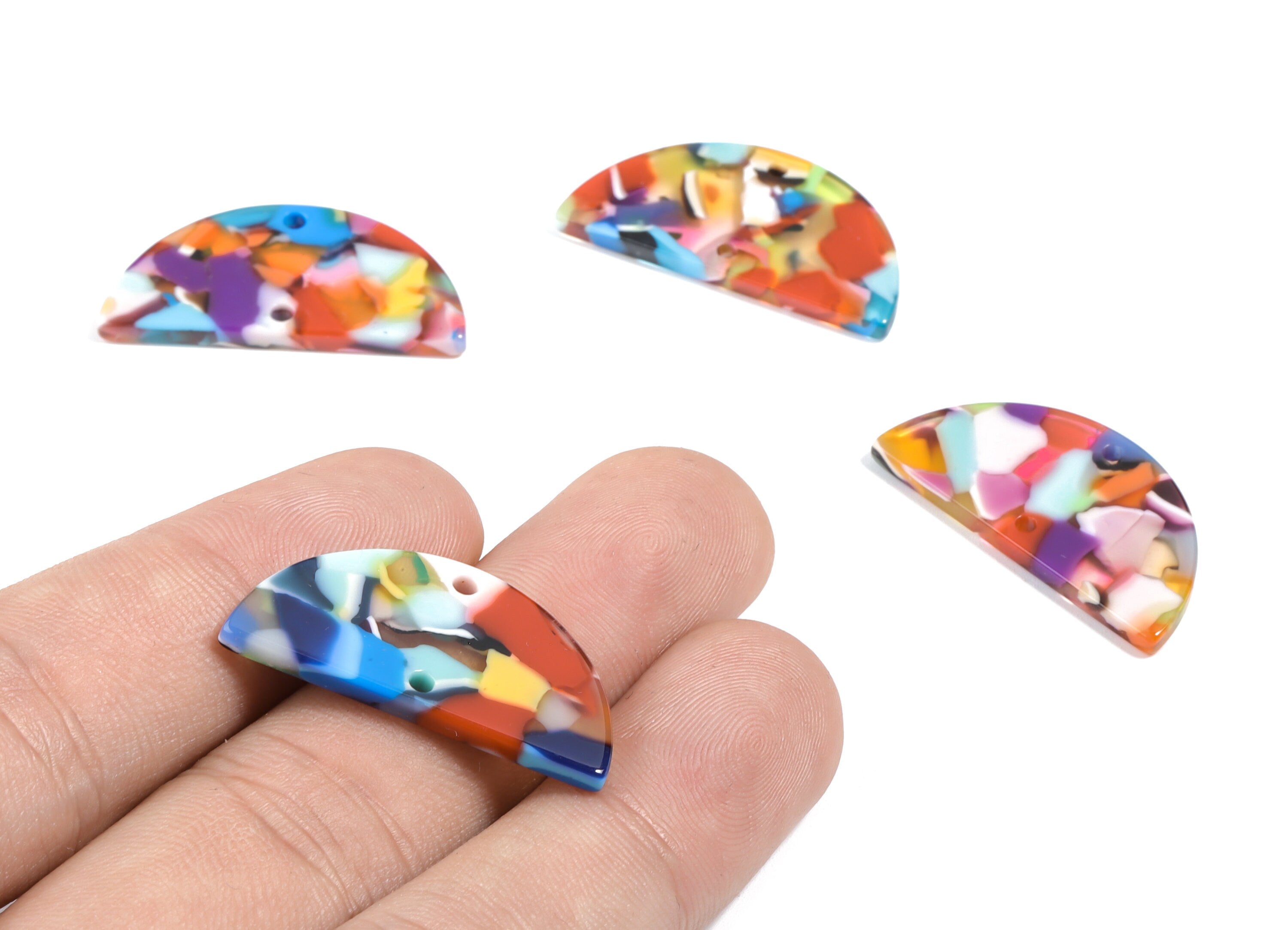 Acetate Semi circle Connectors Charms - 2 Holes Semi circle Earrings - Earring Findings - Color Code:A21 - 29.1x14.6x2.58mm - AC1061-A21 - DOMEDBAZAAR