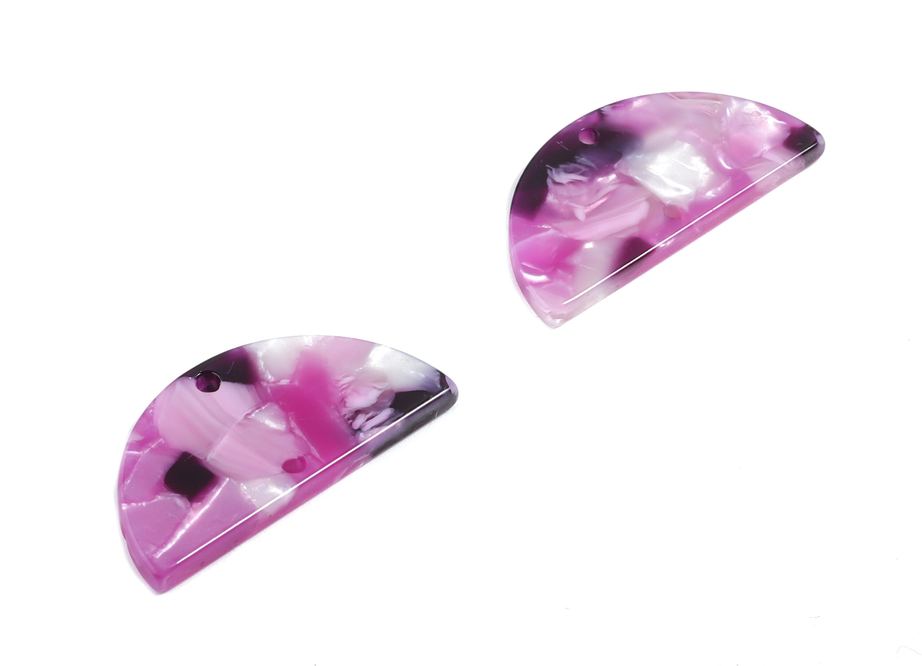 Acetate Semicircle Connectors - Half Moon Earrings - Acetate Pendant - 2 Holes - Color Code:A224 - 29.54x14.96x2.64mm - AC1061-A224 - DOMEDBAZAAR