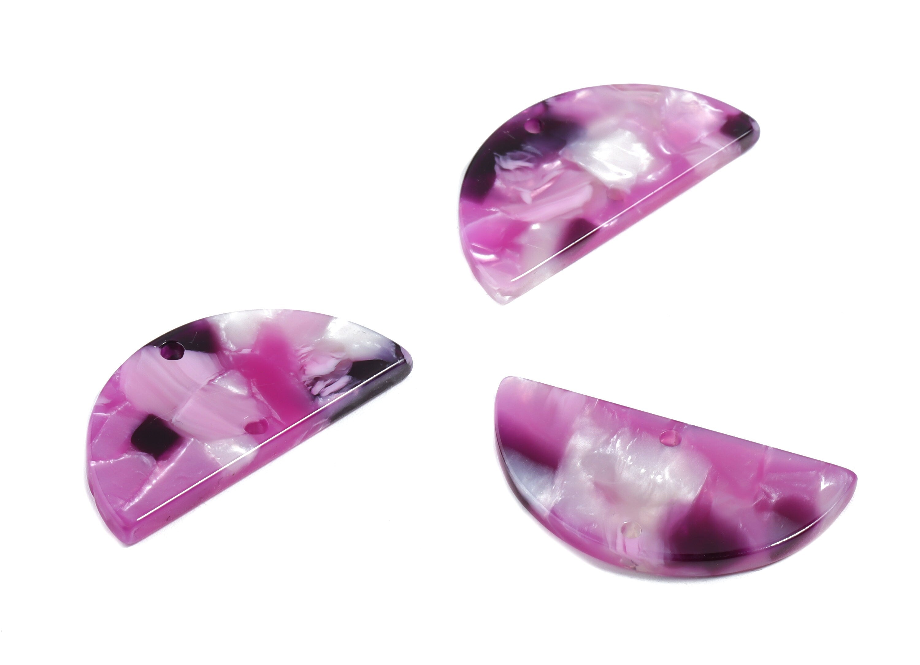 Acetate Semicircle Connectors - Half Moon Earrings - Acetate Pendant - 2 Holes - Color Code:A224 - 29.54x14.96x2.64mm - AC1061-A224 - DOMEDBAZAAR