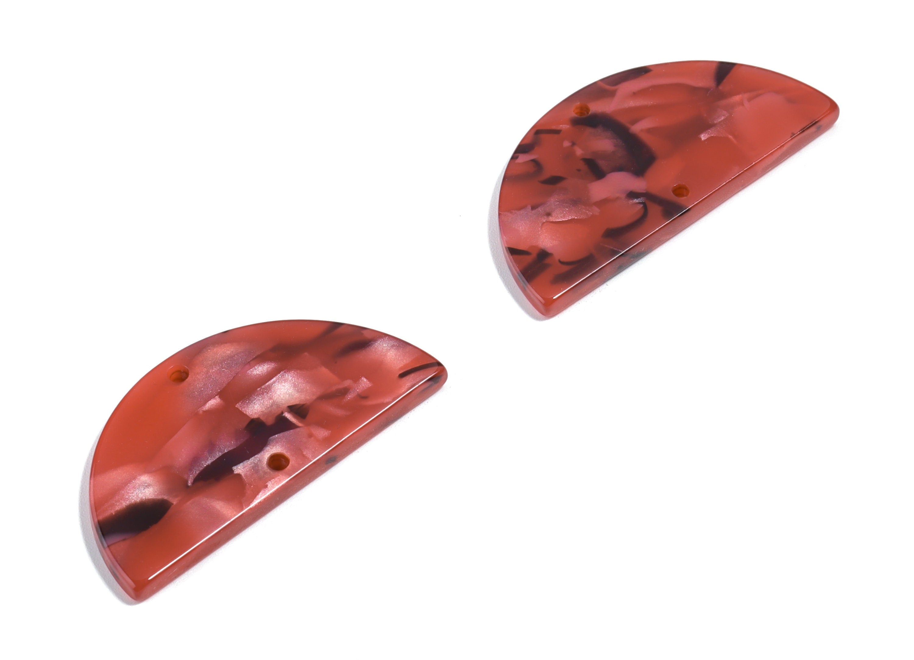 Acetate Semicircle Connectors - Half Moon Connector - Earring Findings - 2 Holes - Color Code: A56 - 36.13x17.84x2.8mm - AC1795-A56 - DOMEDBAZAAR