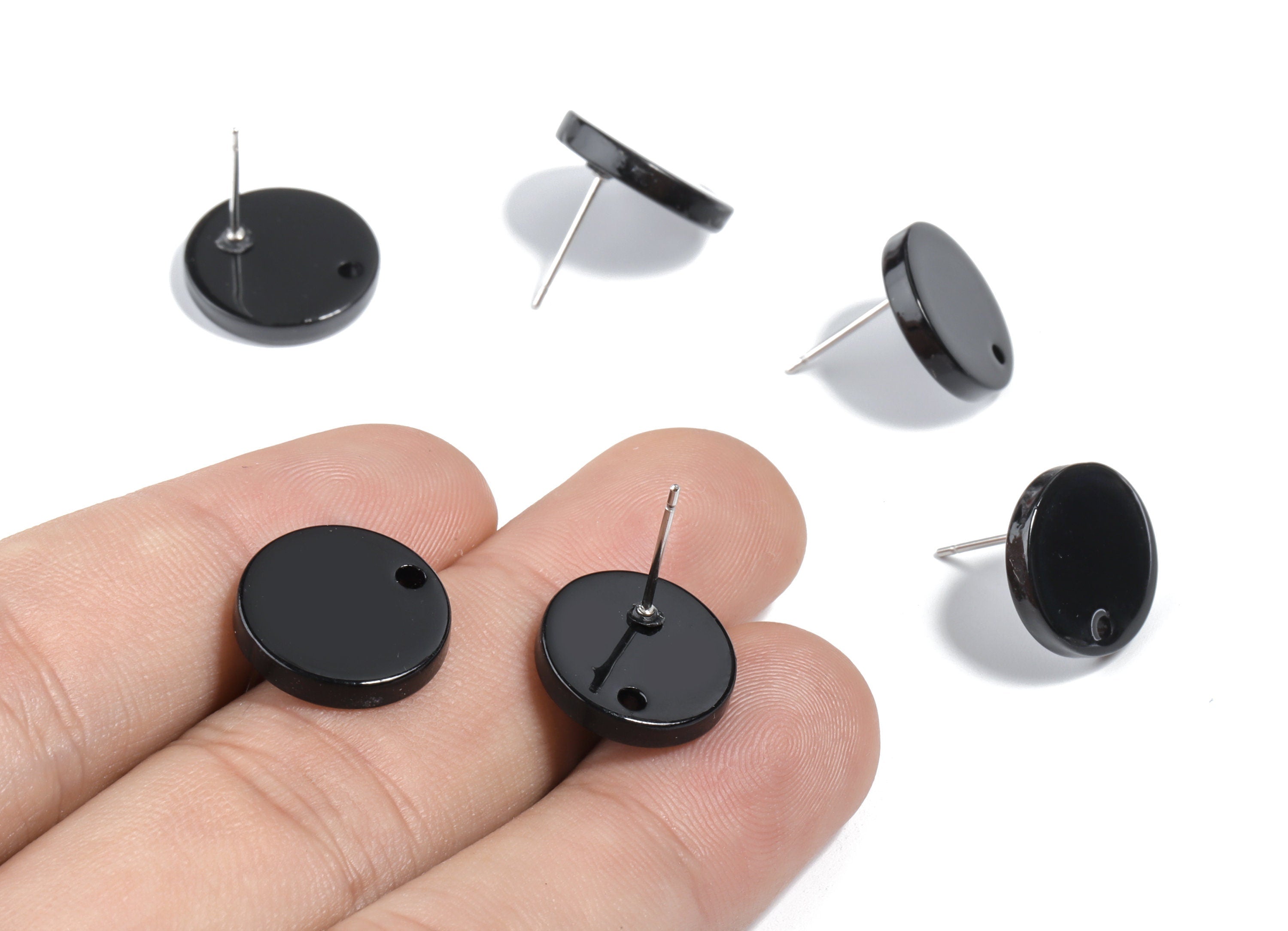 Acrylic Round Earring Stud - Acrylic Round Earring Post - Earring Post Findings - Color Code: A66 - 15x15x2.5mm - AC1672-A66 - DOMEDBAZAAR