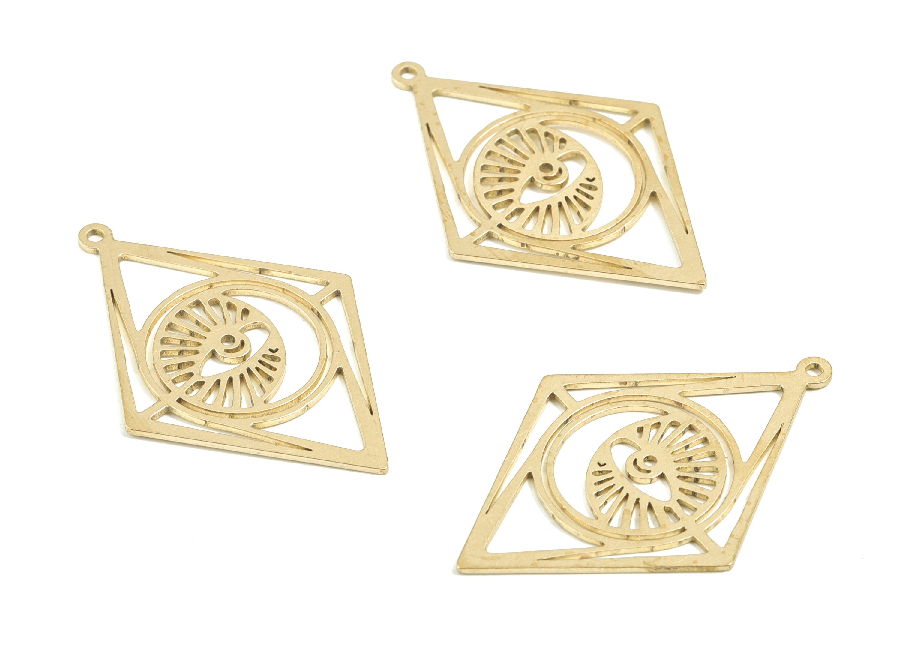 Brass Rhomboid Eye Earring Charms - Raw Brass Rhomboid Eye Pendant - Rhomboid Necklace Charms - Jewelry Supplies - 42x27.86x0.84mm - PPM1740 - DOMEDBAZAAR