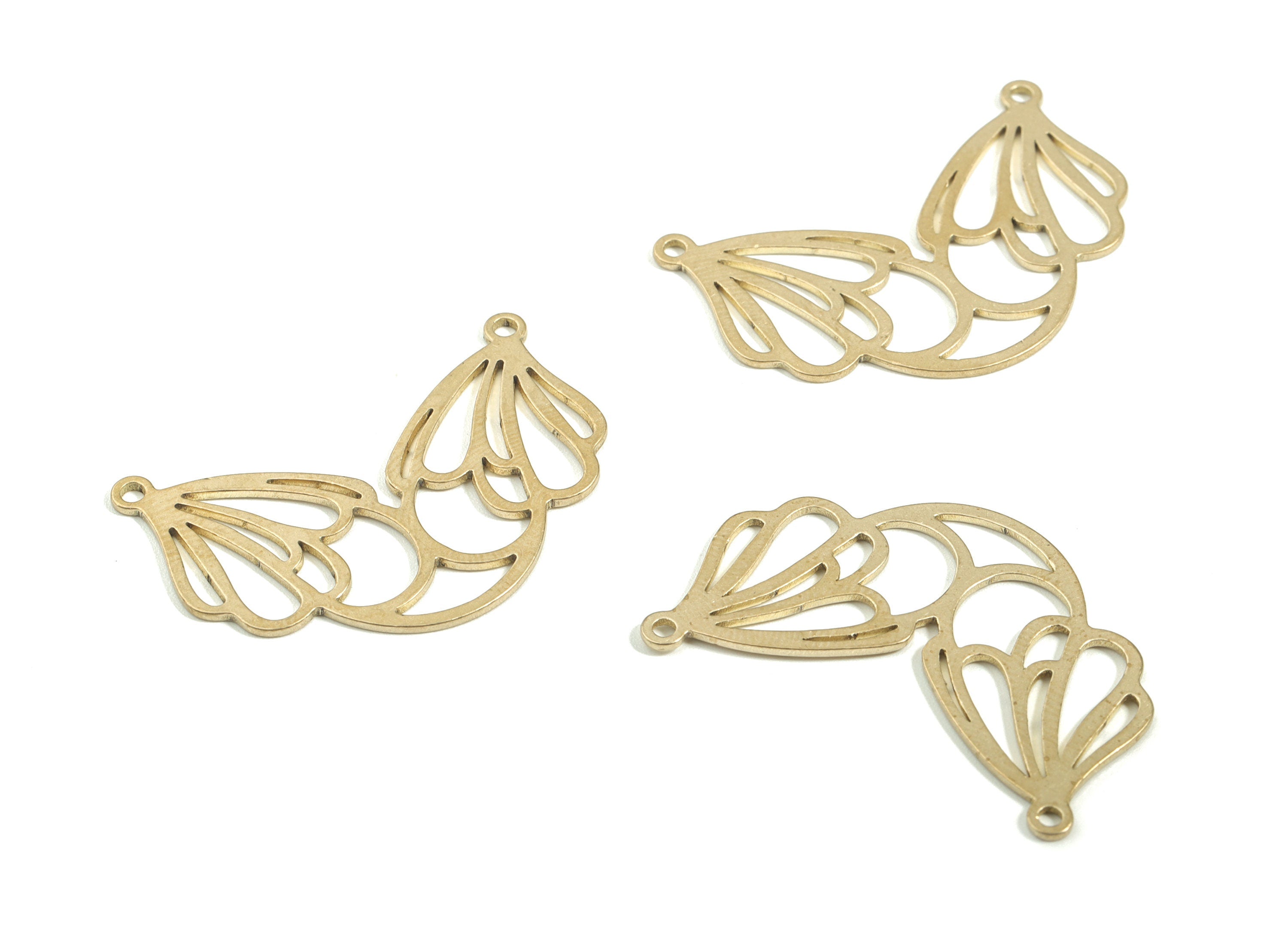 Brass Double Hole Earring Charms - Raw Brass Double Hole Pendant - Double Hole Necklace Charm - Jewelry Supplies - 31.3x21.5x0.8mm - PPM1730 - DOMEDBAZAAR