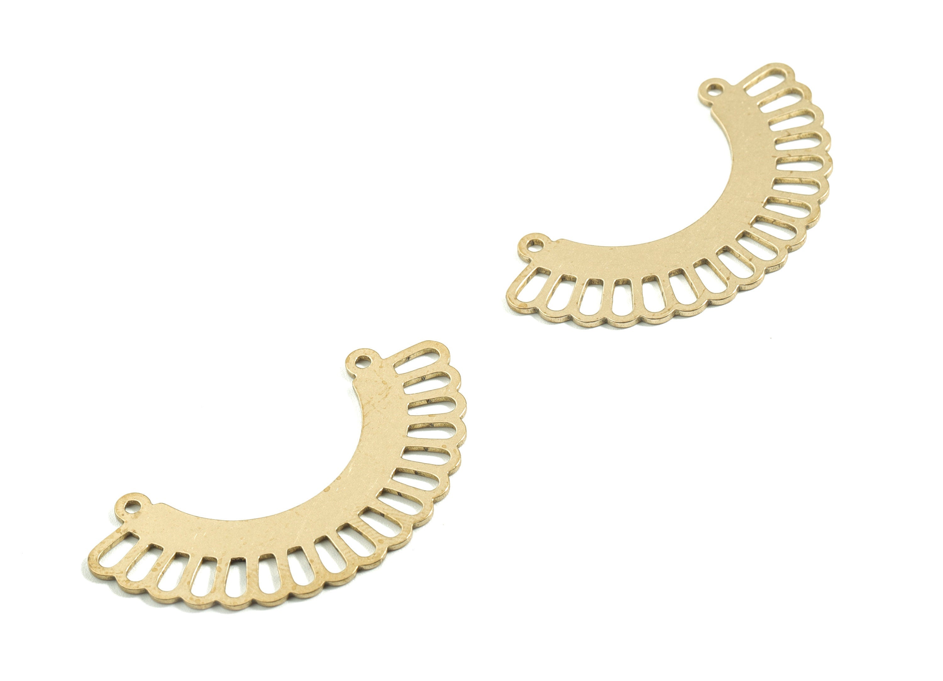 Brass Half Moon Earring Charms - Raw Brass Semi Circle Pendant - Double Hole Necklace Charms - Jewelry Supplies - 41.1x20.5x0.82mm - PPM1737 - DOMEDBAZAAR