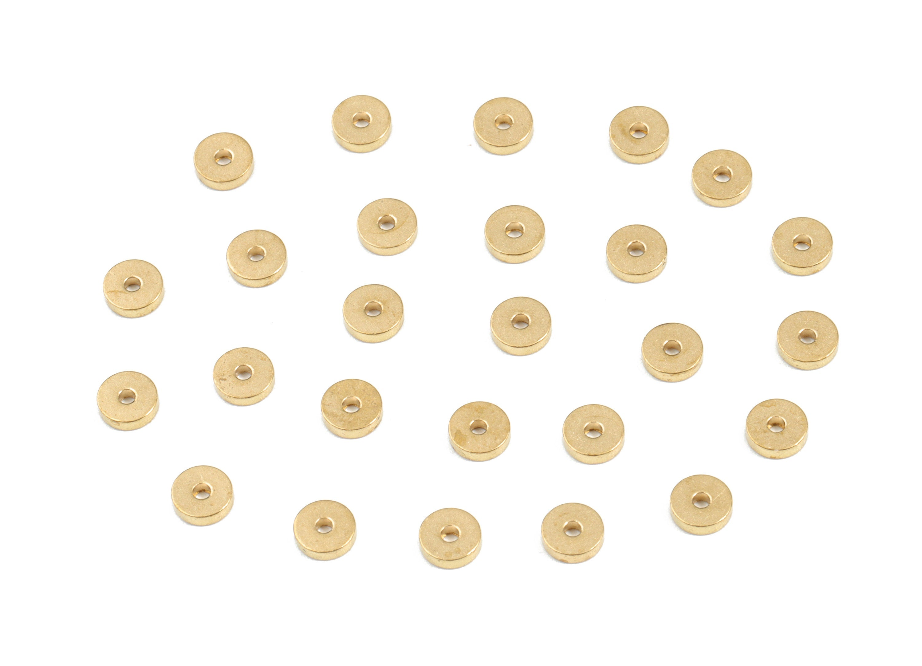 Brass Flat Disc Beads Spacers - Raw Brass Disk Heishi Rondelle Spacers Beads - Earring Findings - Jewelry Supplies - 4x4x1.07mm - PP3540 - DOMEDBAZAAR