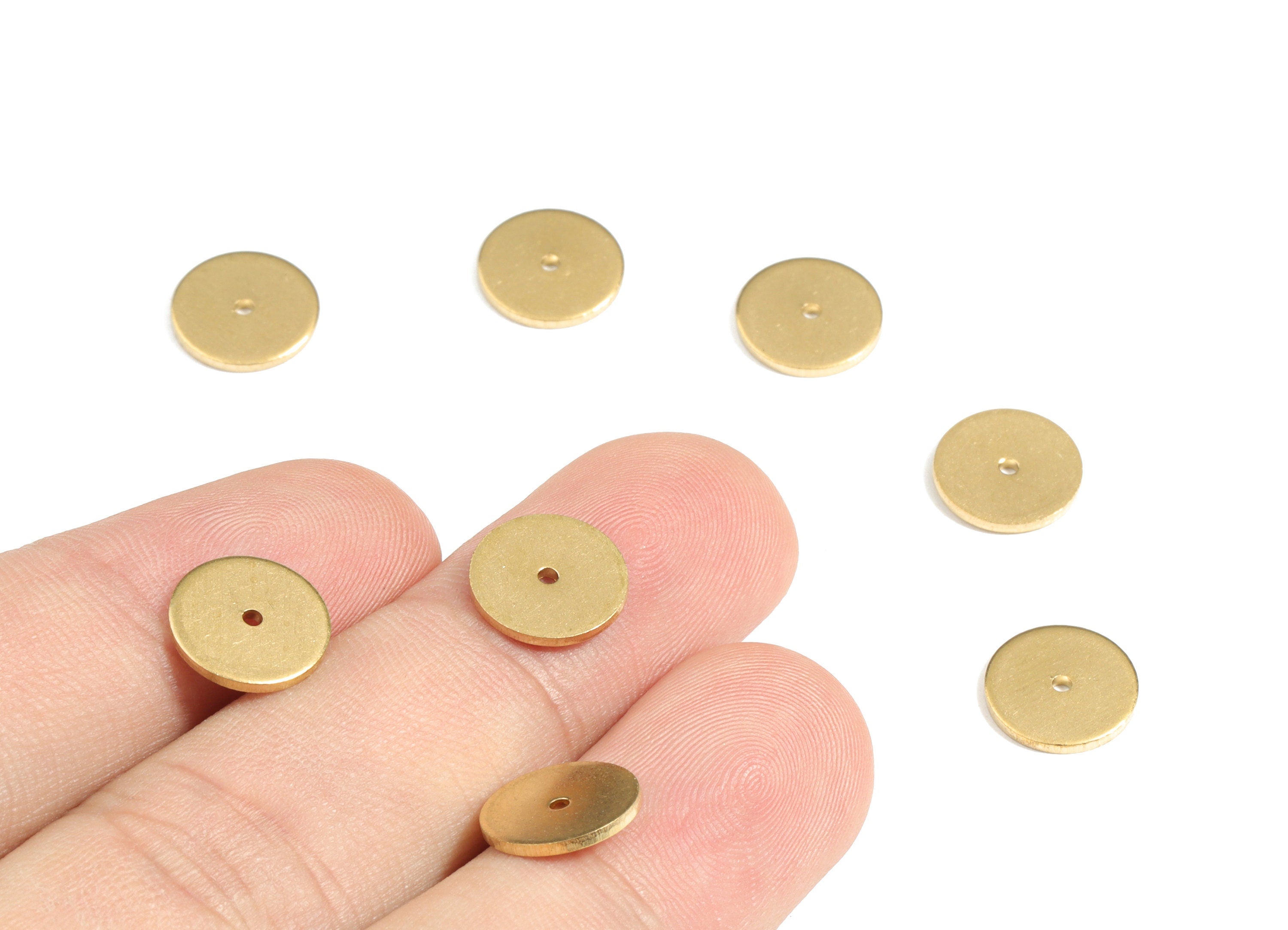 Brass Flat Disc Beads Spacers - Raw Brass Disk Heishi Rondelle Spacers Beads - Earring Findings - Jewellery Supplies - 10x10x1mm - PP3543 - DOMEDBAZAAR