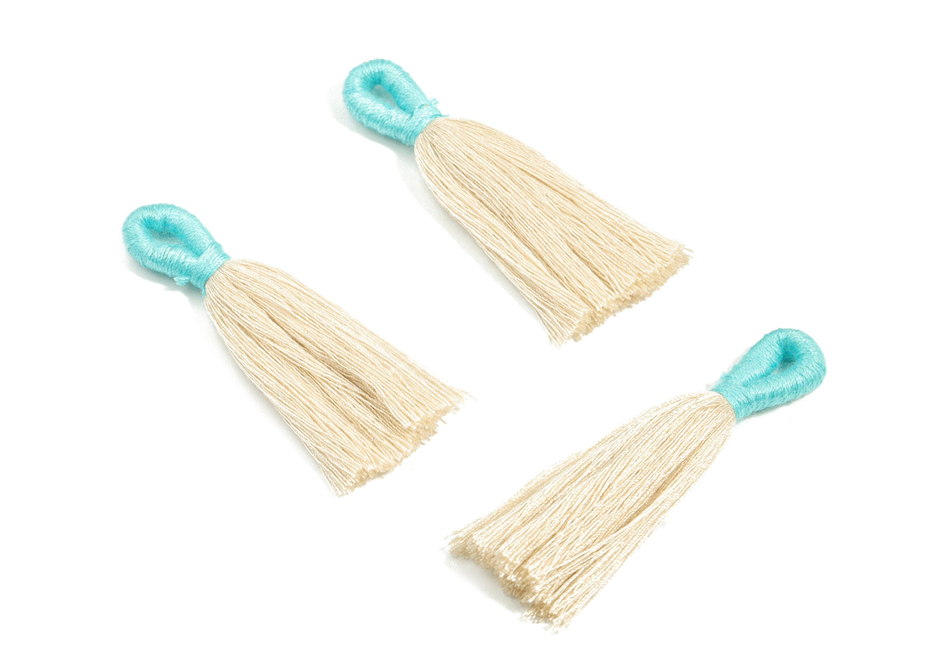 Cotton Tassels With Loop Earrings - Cotton Tassels Earring Charms - Bule Boho Earrings - Jewelry Supplies - 60.96x10.88x4.61mm - TS1147F - DOMEDBAZAAR