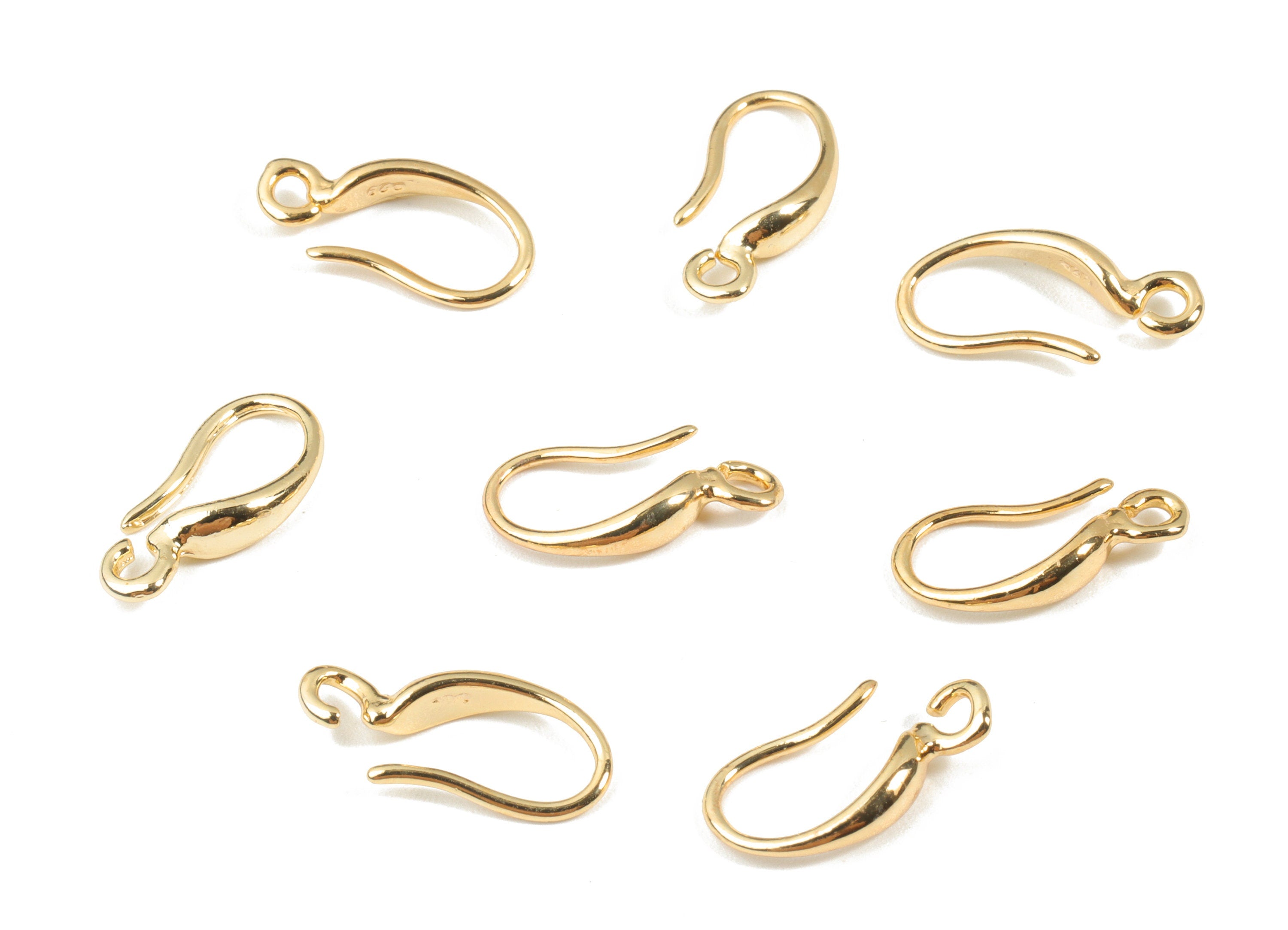 Brass Earring Wires - Gold Earring Hooks - 18K Real Gold Plated Brass - Earring Findings - Jewelry Supplies - 14.25x7.75x1.08mm - RGP2635 - DOMEDBAZAAR