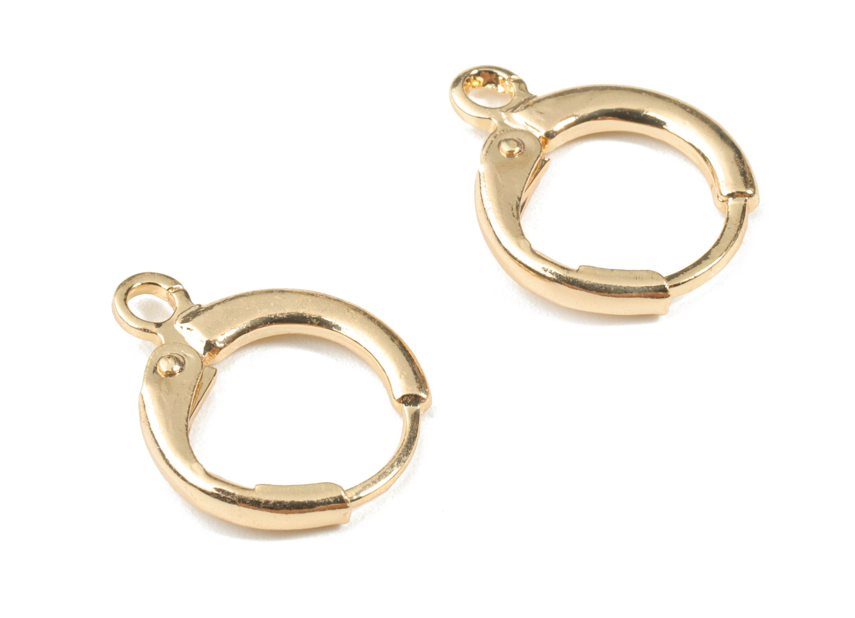 Brass Plain Leverback - Gold Leverback Earring Clasp - 18K Real Gold Plated Brass - Jewellery Supplies - 15.09x12.39x1.97mm - RGP2639 - DOMEDBAZAAR