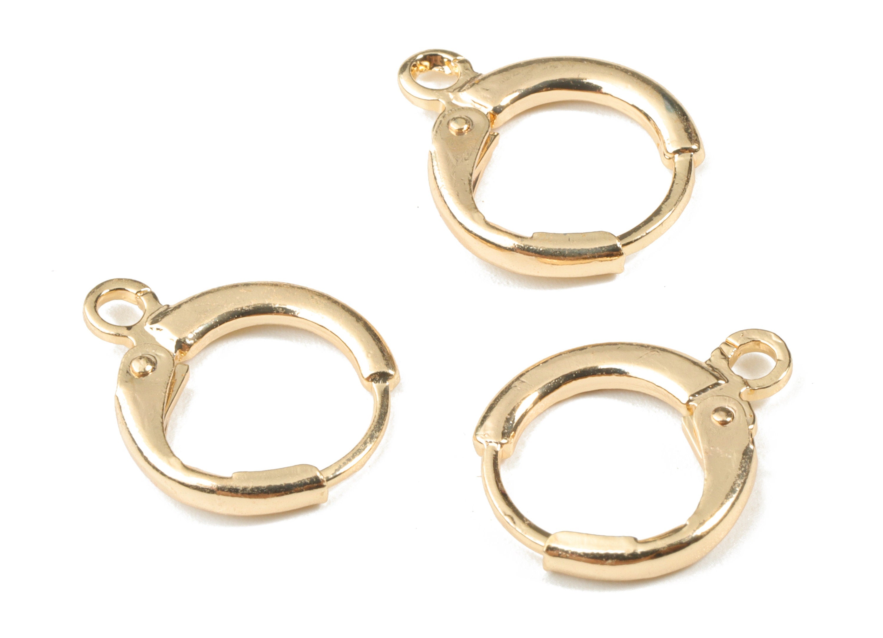 Brass Plain Leverback - Gold Leverback Earring Clasp - 18K Real Gold Plated Brass - Jewellery Supplies - 15.09x12.39x1.97mm - RGP2639 - DOMEDBAZAAR