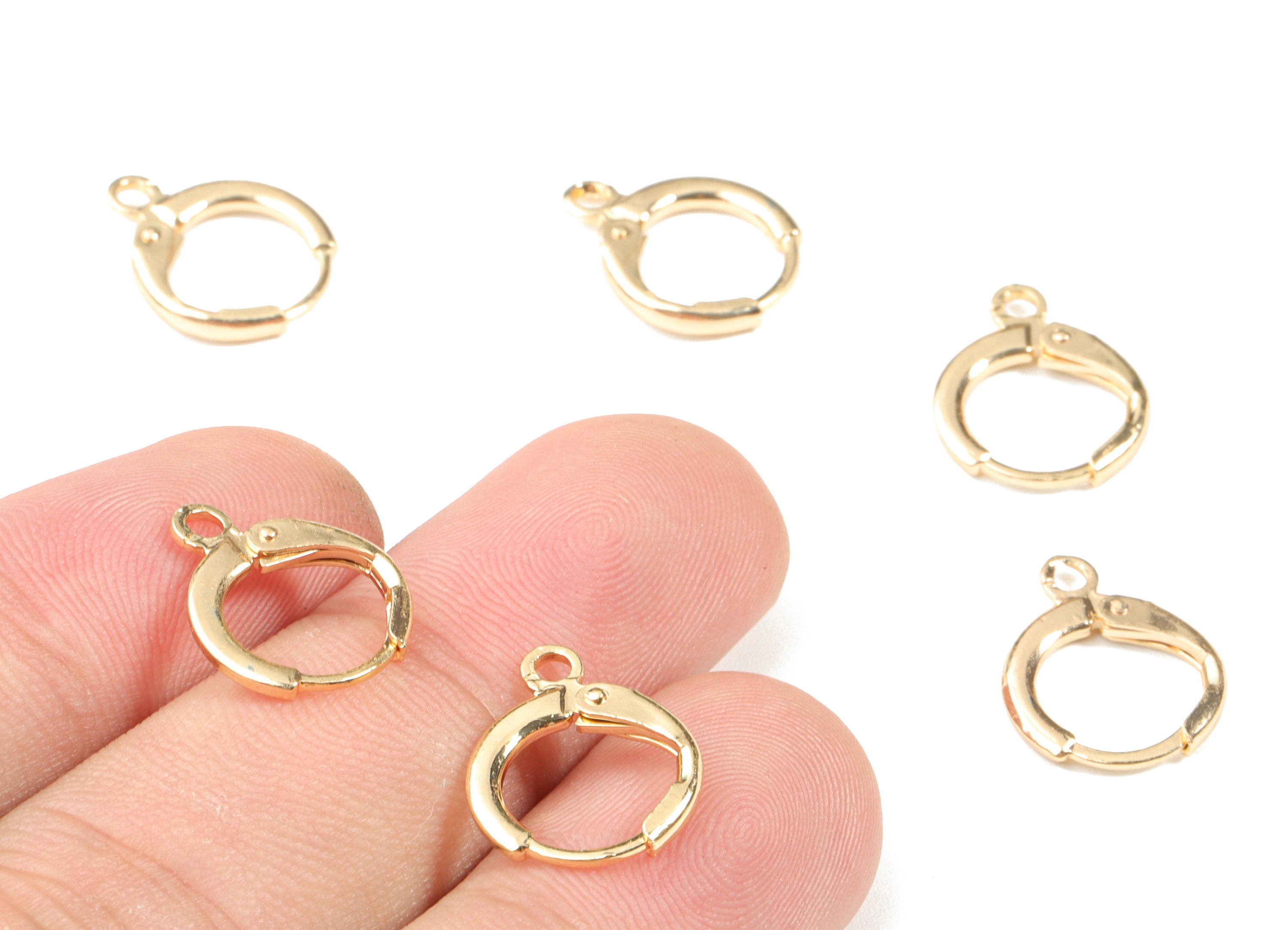 Brass Plain Leverback - Gold Leverback Earring Clasp - 18K Real Gold Plated Brass - Jewellery Supplies - 15.09x12.39x1.97mm - RGP2639 - DOMEDBAZAAR