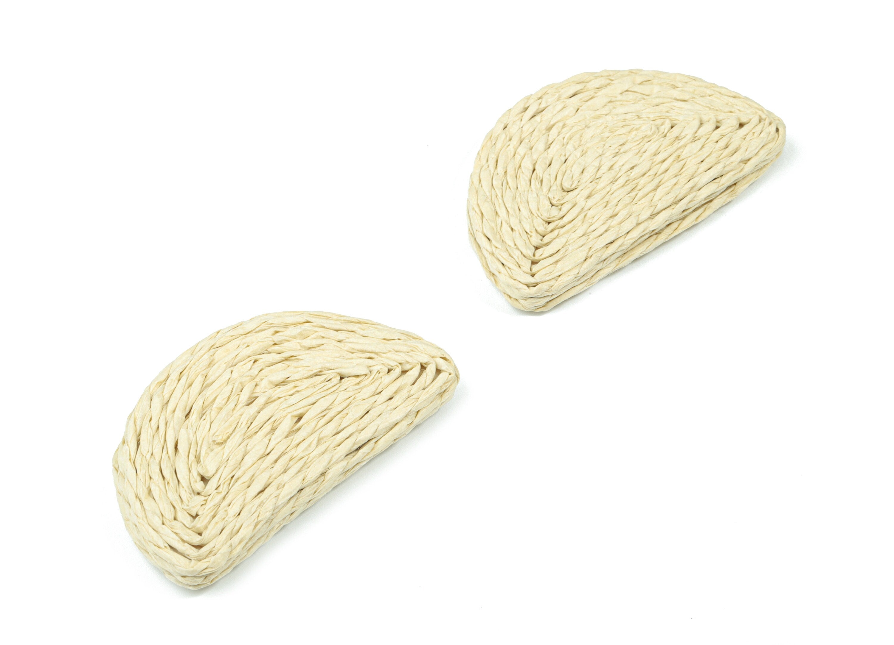 Handwoven Rattan Semi Circle Earrings - Half Moon Rattan Earrings Charms - Wooden Straw Earrings - 52.27x30.54x6.17mm - RT1360W - DOMEDBAZAAR