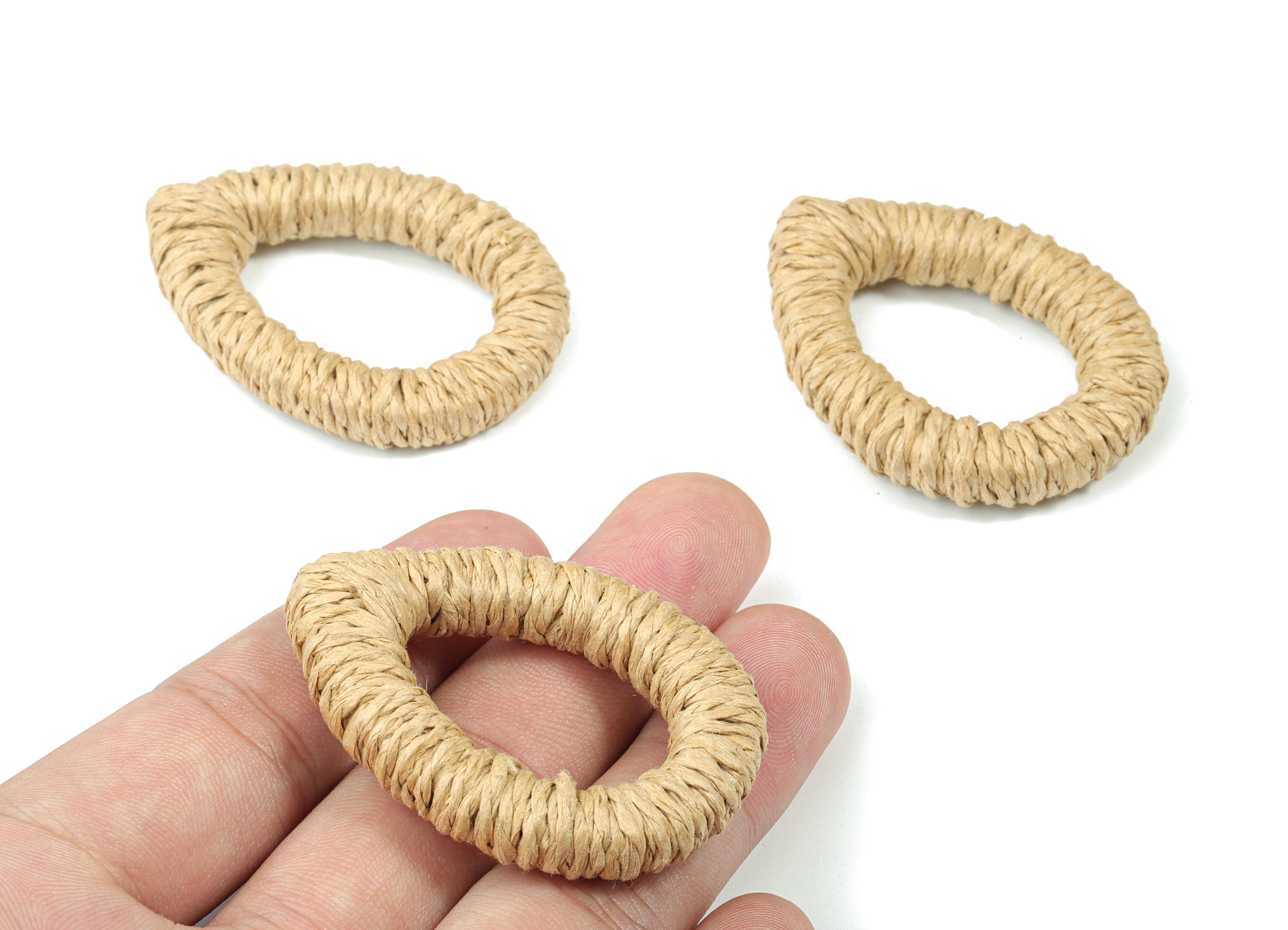 Handwoven Rattan Rope Earrings - Drop Rattan Earrings Charms - Wooden Straw Earrings - Jewelry Handmade - 50.33x38.16x8.28mm - RT1361B - DOMEDBAZAAR