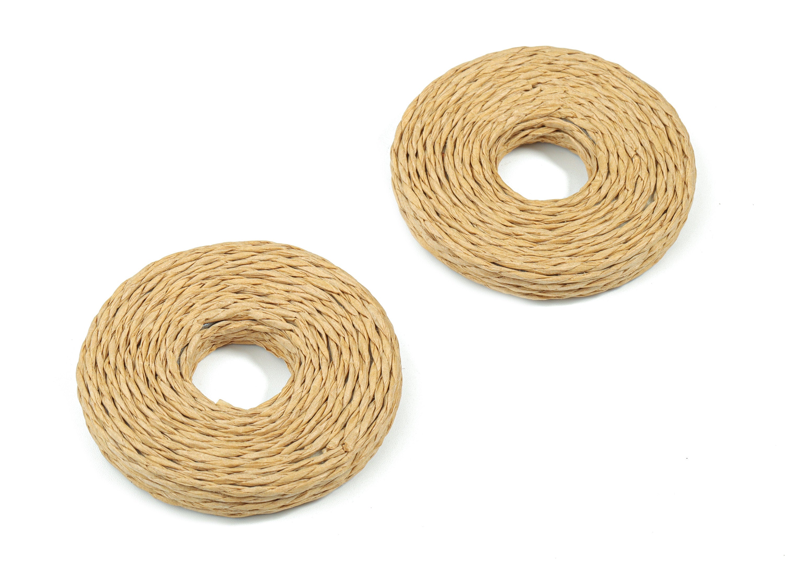 Handwoven Rattan Circle Earrings - Round Rattan Earrings Charms - Wooden Straw Earrings - Jewelry Handmade - 52.57x52.56x8.52mm - RT1363 - DOMEDBAZAAR