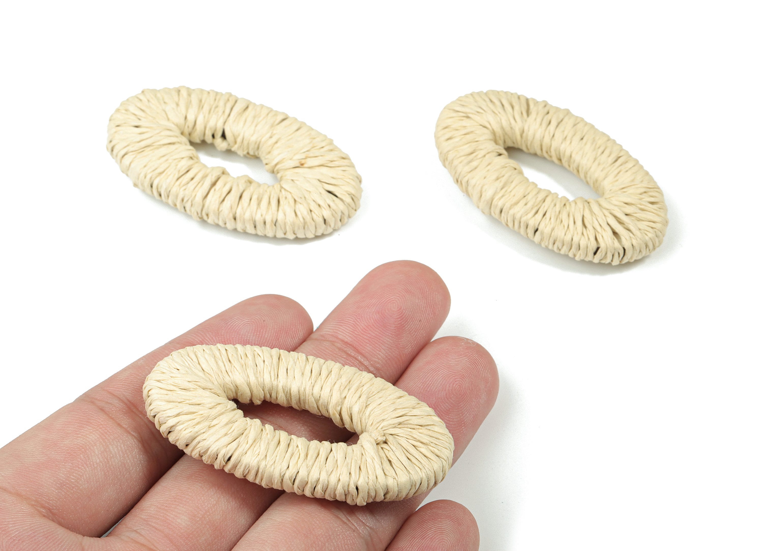 Handwoven Rattan Rope Earrings - Marquise Rattan Earrings Charms - Wooden Straw Earrings - Jewelry Handmade - 52.77x29.21x6.73mm - RT1367W - DOMEDBAZAAR
