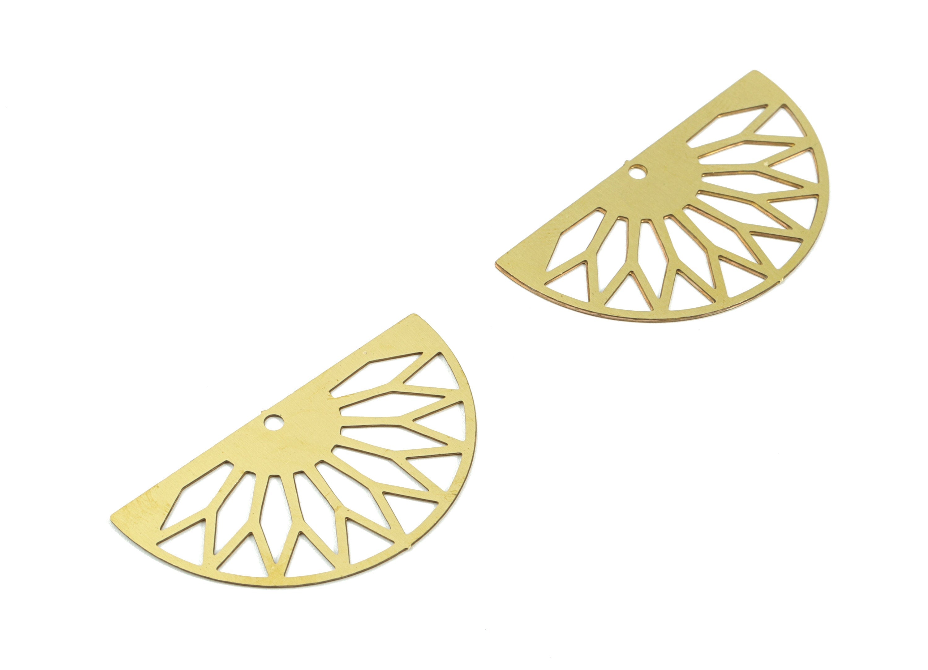 Brass Semi Circle Earring Charms - Raw Brass Half Moon Pendant For Necklace - Earring Finding - Jewelry Supplies - 33.21x18x0.41mm - JJB6102 - DOMEDBAZAAR