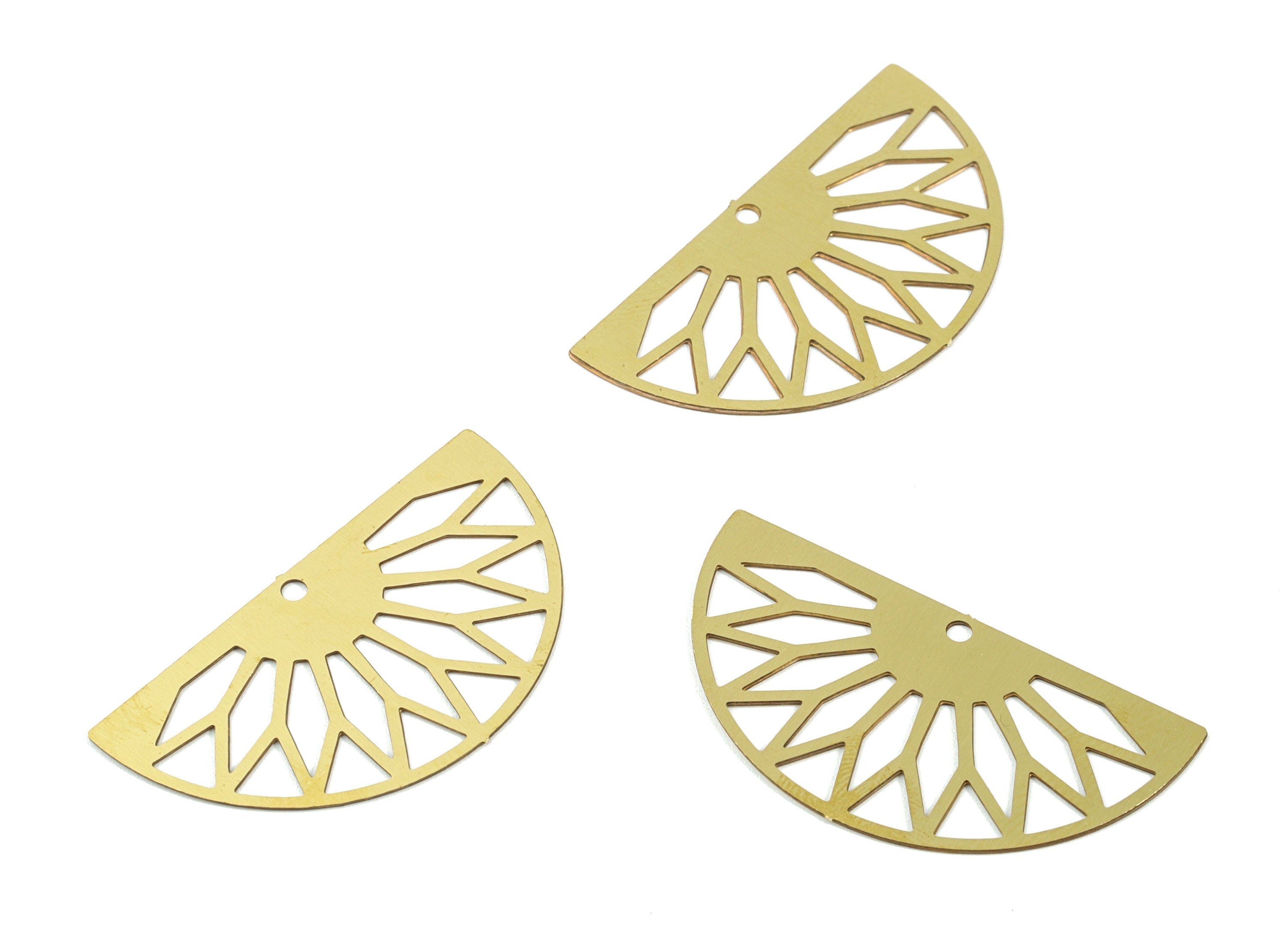 Brass Semi Circle Earring Charms - Raw Brass Half Moon Pendant For Necklace - Earring Finding - Jewelry Supplies - 33.21x18x0.41mm - JJB6102 - DOMEDBAZAAR