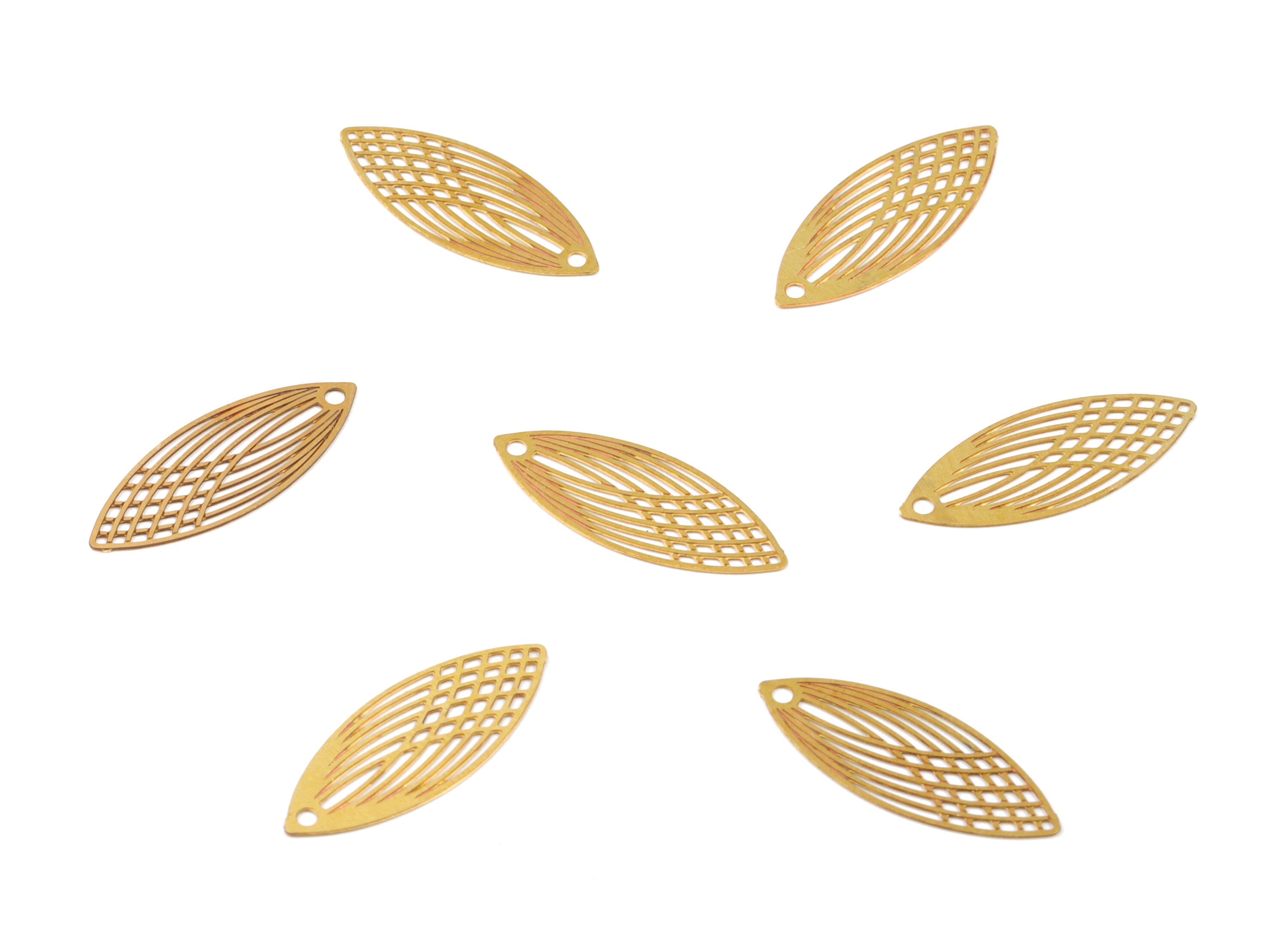 Brass Marquise Earring Charms - Raw Brass Marquise Pendant - Earring Findings - Jewelry Supplies - 19.31x7.66x0.3mm - JJC11511 - DOMEDBAZAAR