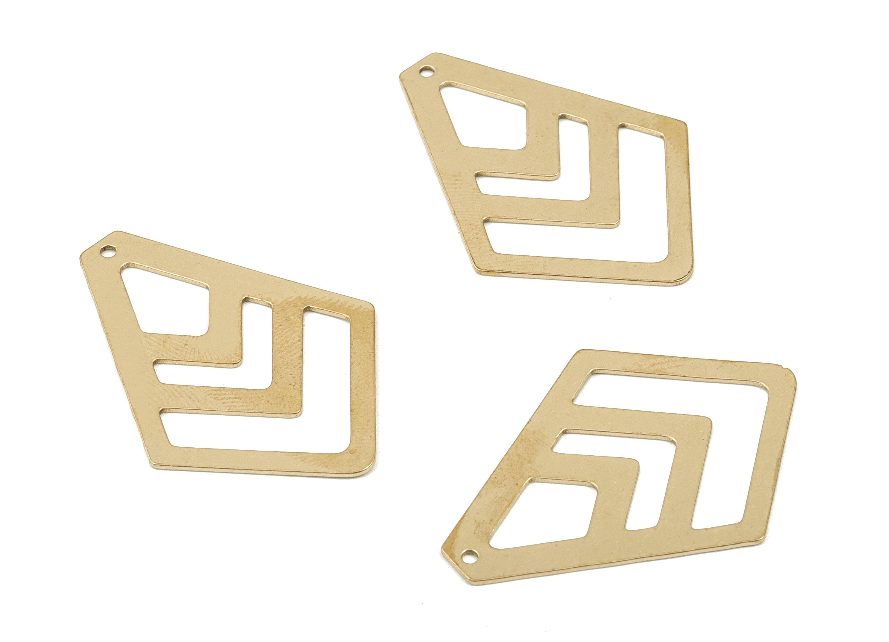 Brass Diamond Earring Charms - Raw Brass Diamond Geometric Pendant - Earrings Finding - Jewelry Supplies - 39.78x28.5x0.83mm - PPM1926 - DOMEDBAZAAR
