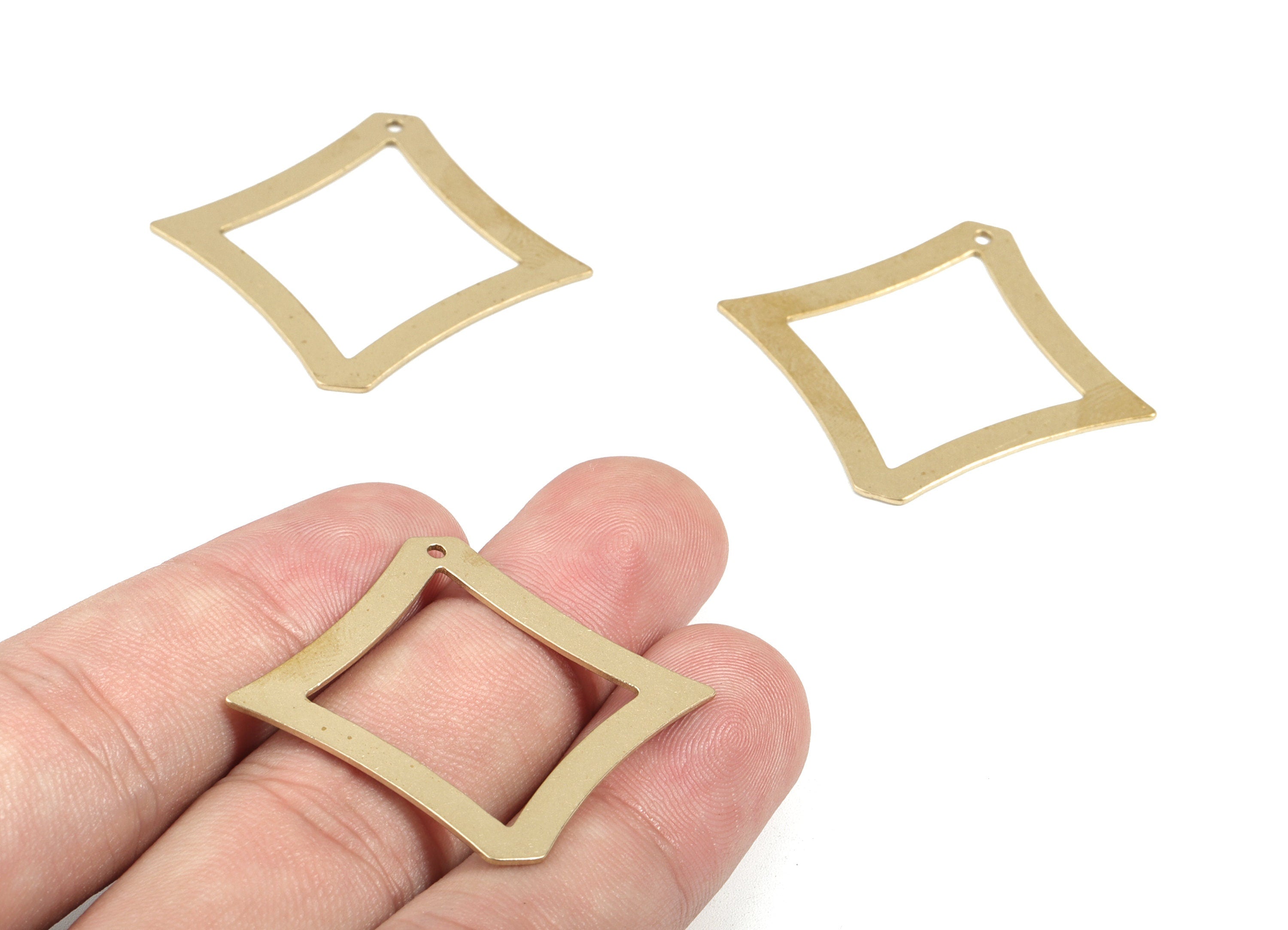 Brass Square Earring Charms - Raw Brass Square Pendant - Earrings Finding - Jewelry Supplies - 39.62x34.64x0.77mm - PPM1929 - DOMEDBAZAAR