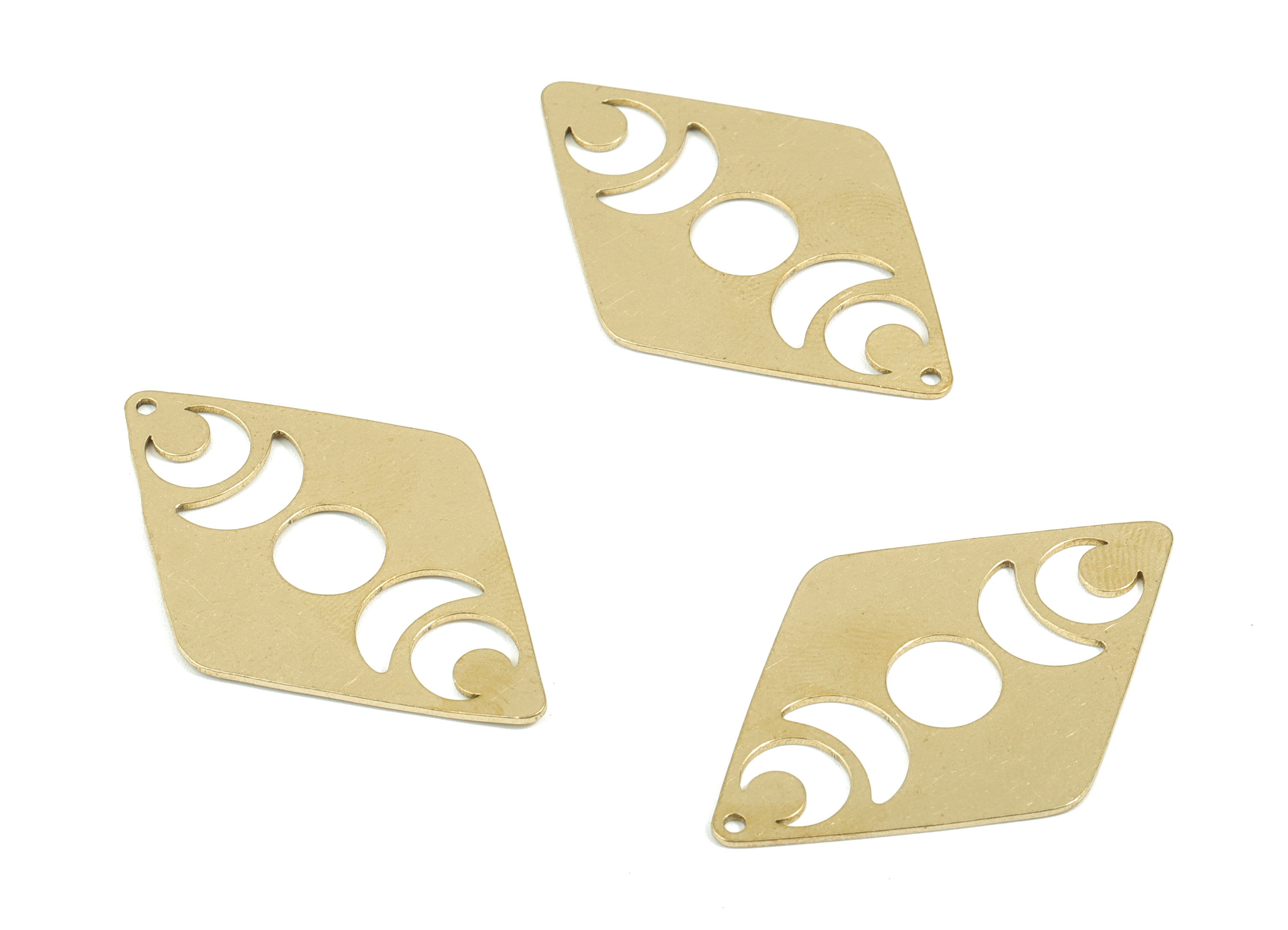 Brass Diamond Earring Charms - Raw Brass Phases of Moon Pendant - Earrings Finding - Jewelry Supplies - 40.11x25.94x0.77mm - PPM1936 - DOMEDBAZAAR