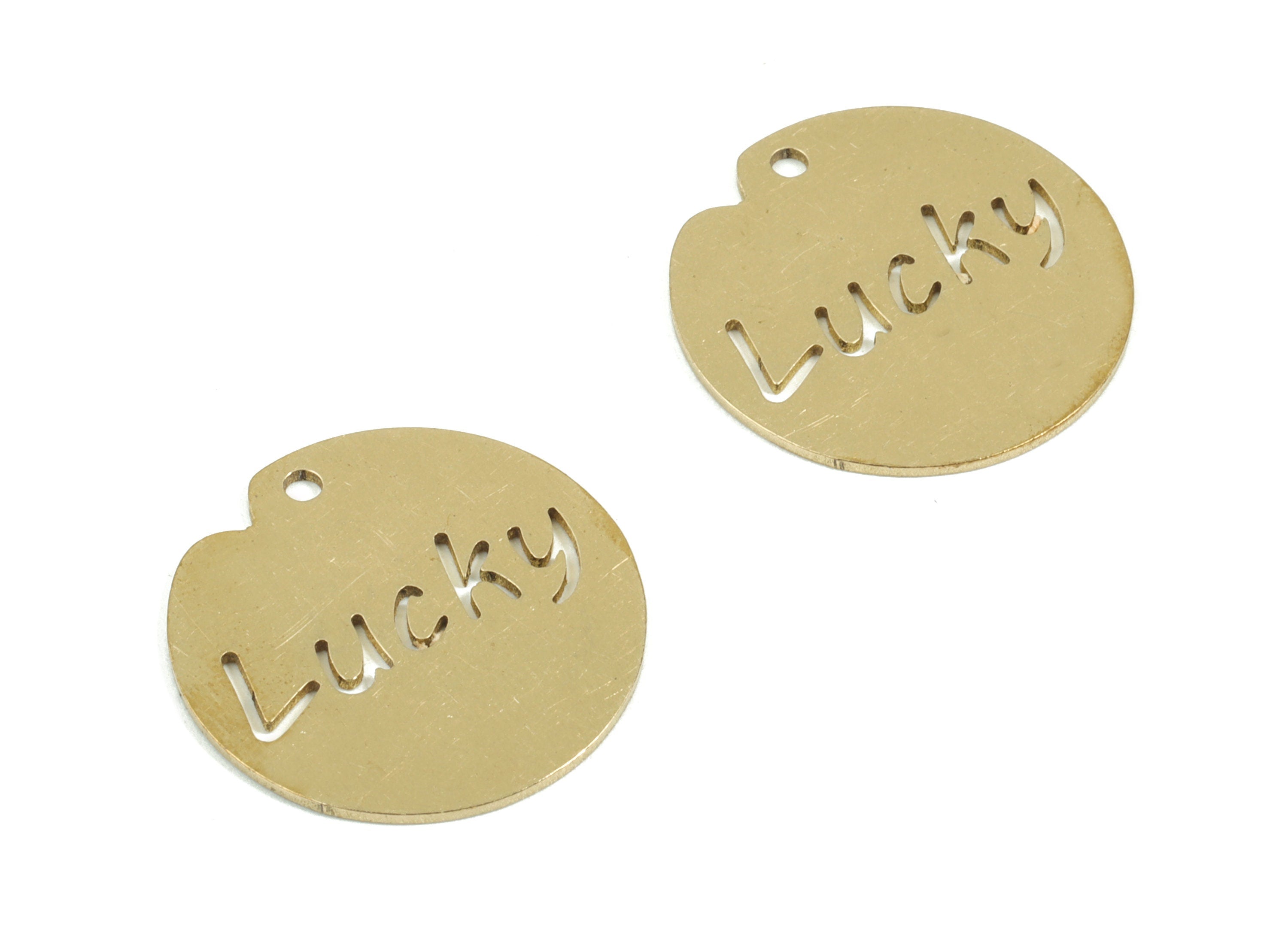 Personalized stamping blank - Brass Lucky Circle Earring Charms - Raw Brass Round Pendant - Earrings Finding - 20x19.97x0.72mm - PPM1940 - DOMEDBAZAAR