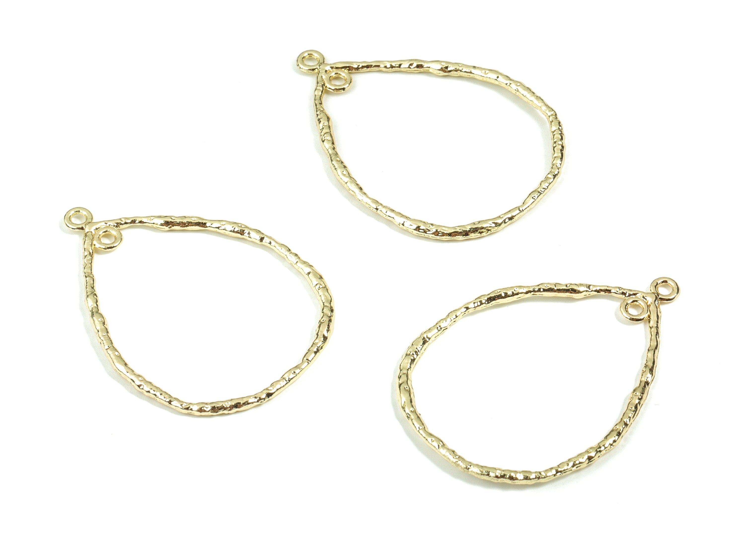 Alloy Drop Earring Charms - Gold Drop Connector - KC Gold Plating - 2 Hole - Jewelry Supplies - 41.58x31.42x1.84mm - ZZ1700 - DOMEDBAZAAR