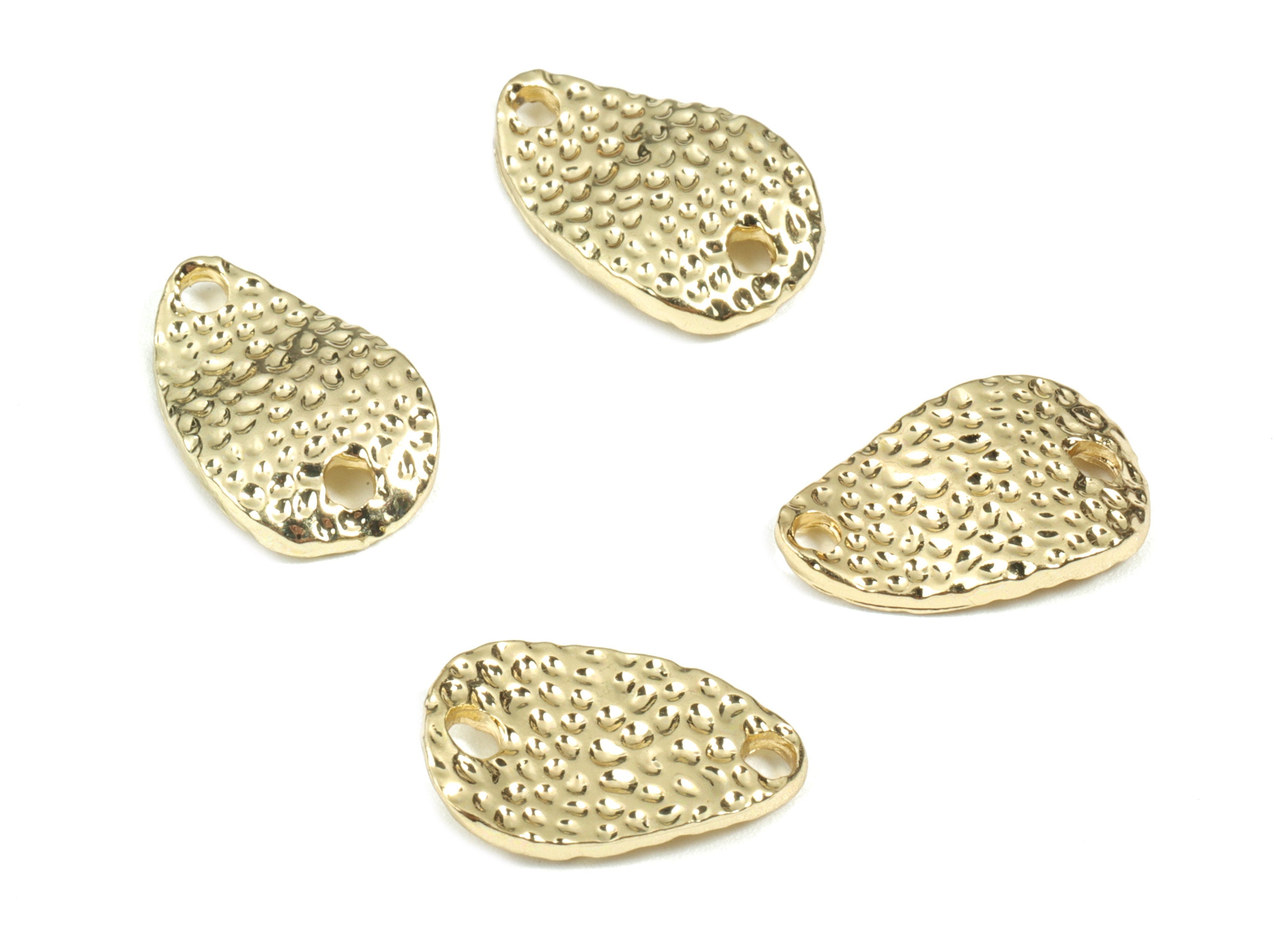 Alloy Drop Earring Charms - Gold Textured Drop Pendant - KC Gold Plating - Earring Findings - Jewelry Supplies - 14.4x9.3x1.52mm - ZZ1693 - DOMEDBAZAAR