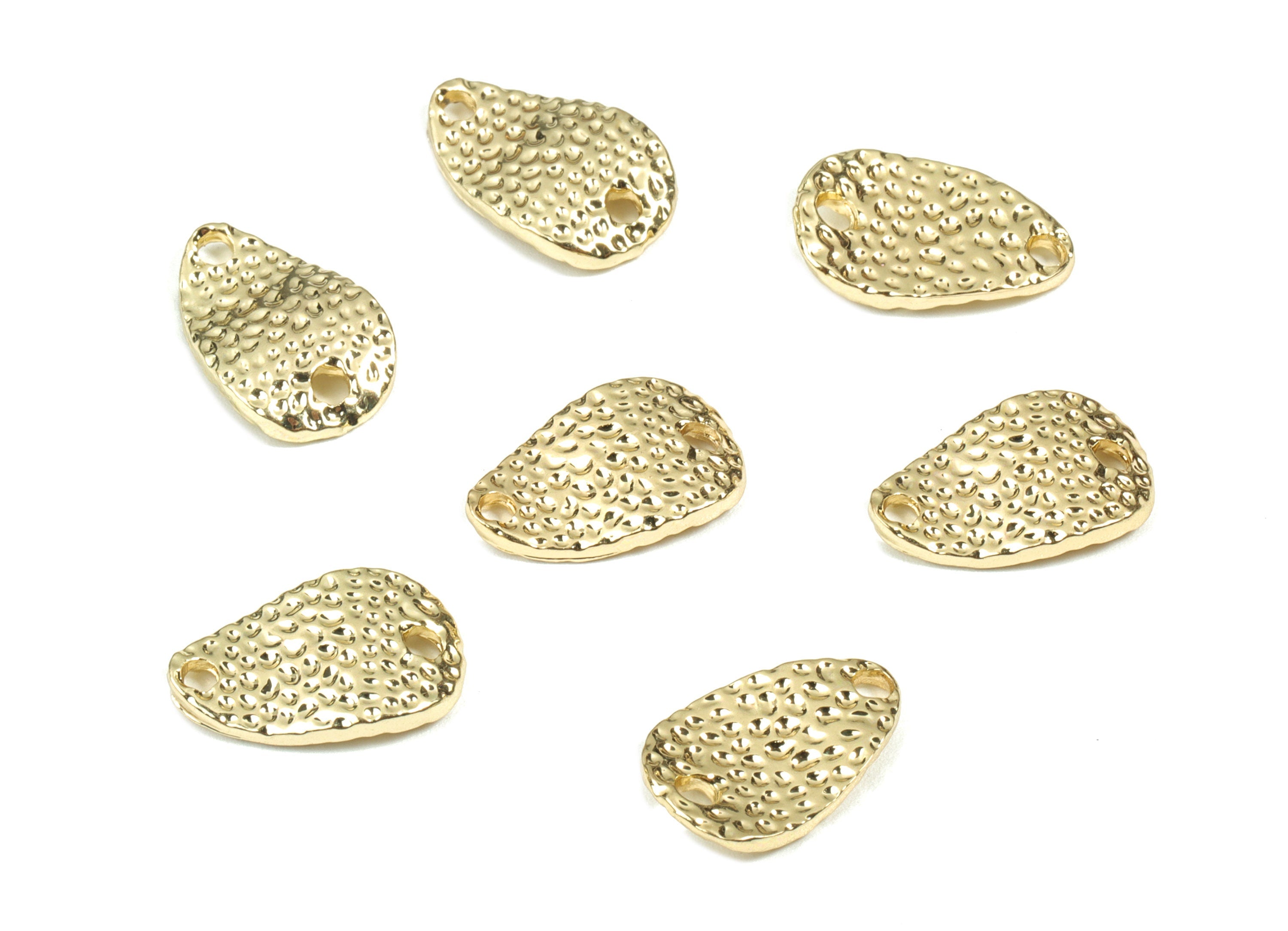 Alloy Drop Earring Charms - Gold Textured Drop Pendant - KC Gold Plating - Earring Findings - Jewelry Supplies - 14.4x9.3x1.52mm - ZZ1693 - DOMEDBAZAAR