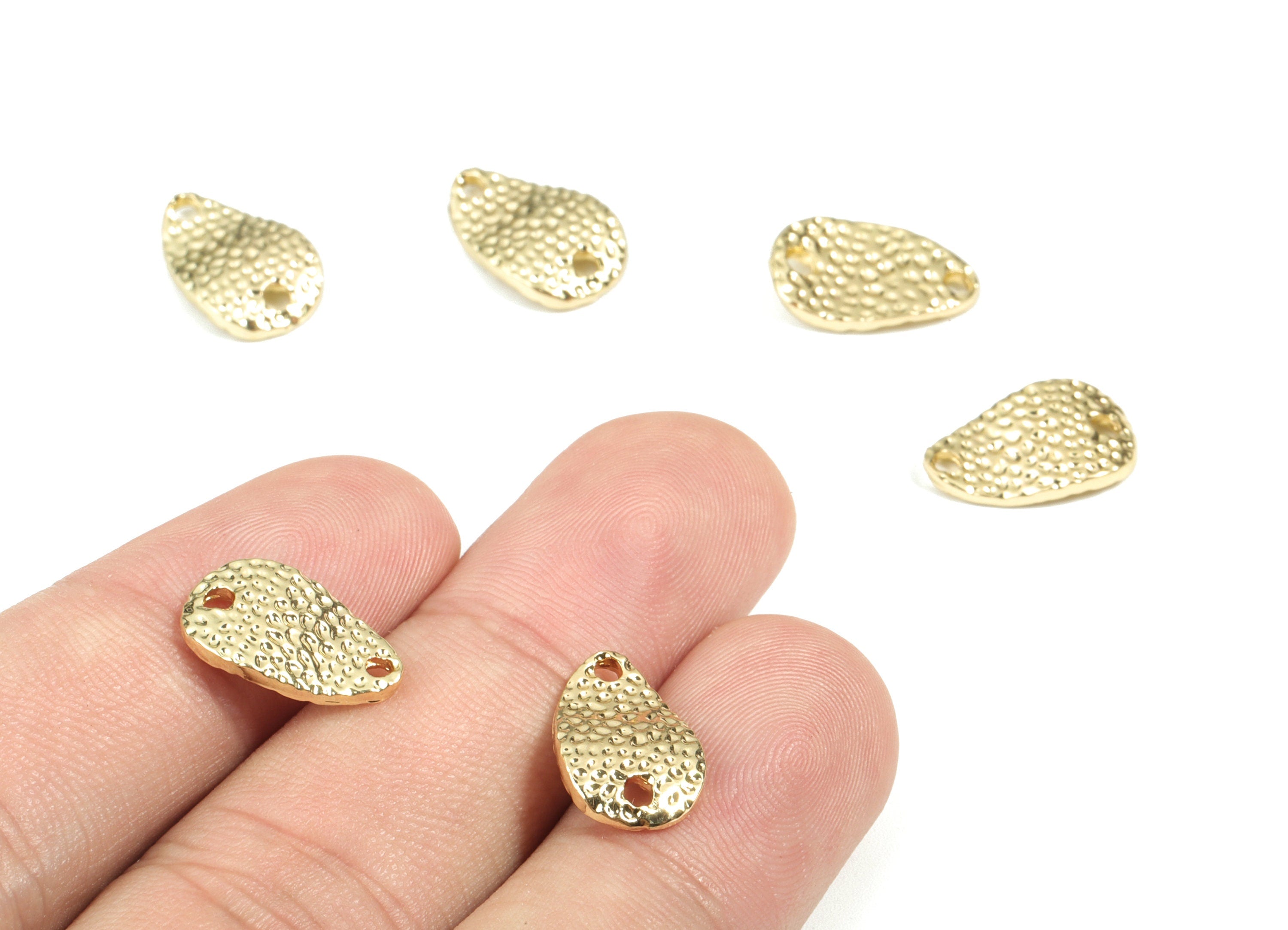 Alloy Drop Earring Charms - Gold Textured Drop Pendant - KC Gold Plating - Earring Findings - Jewelry Supplies - 14.4x9.3x1.52mm - ZZ1693 - DOMEDBAZAAR