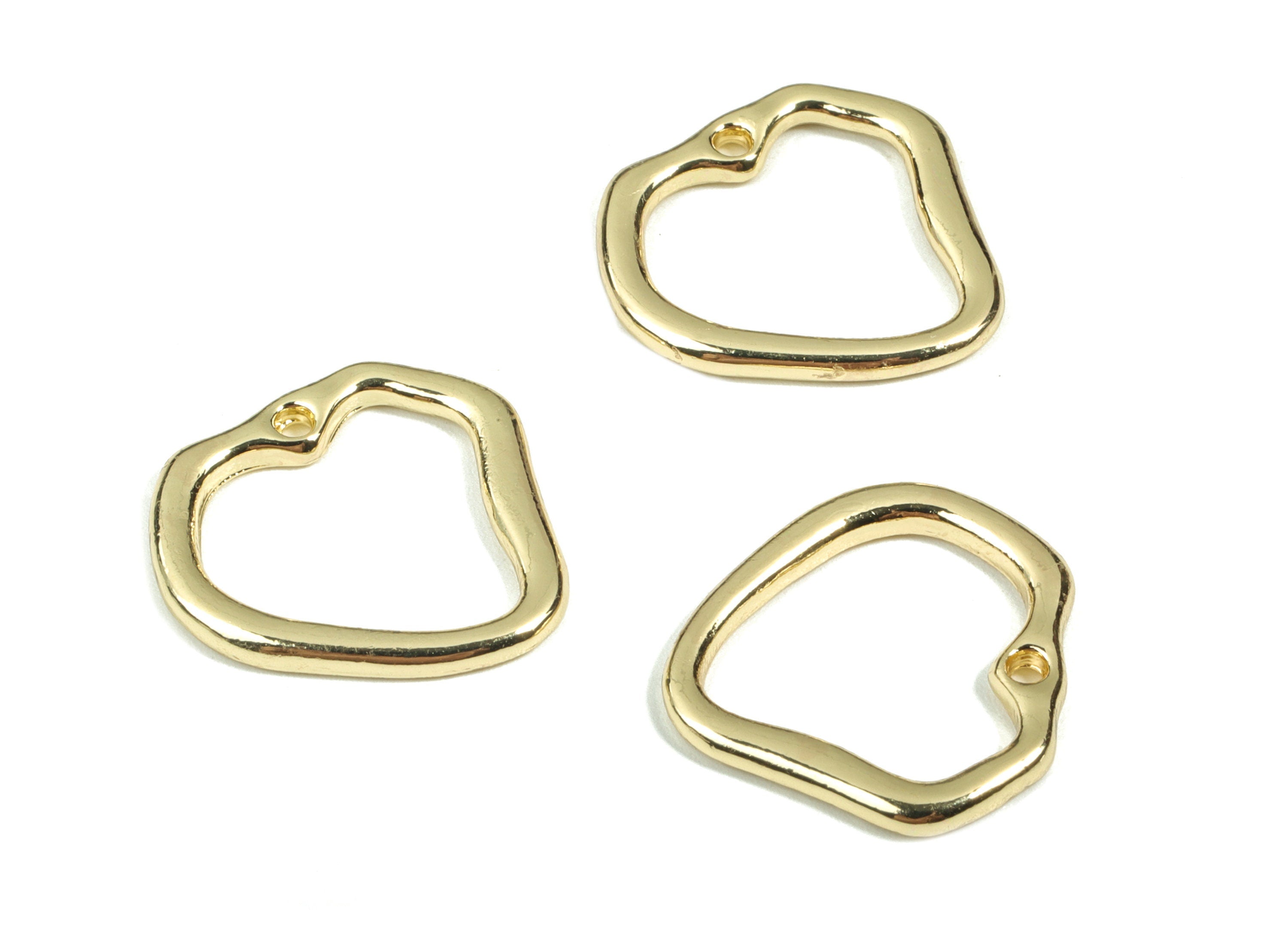 Alloy Heart Earring Charms - Gold Heart Pendant - KC Gold Plating - Earring Findings - Jewelry Supplies - 19.84x14.54x1.67mm - ZZ1692 - DOMEDBAZAAR