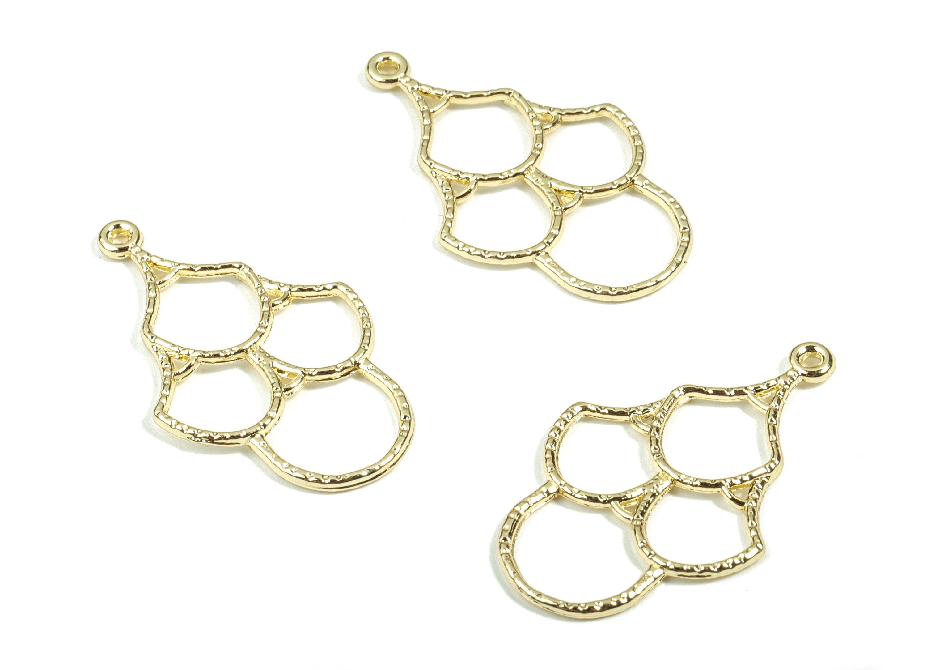 Alloy Drops Earring Charms - KC Gold Drop Pendant - KC Gold Plating - Earring Findings - Jewelry Supplies - 34.37x20.55x1.3mm - ZZ1697 - DOMEDBAZAAR