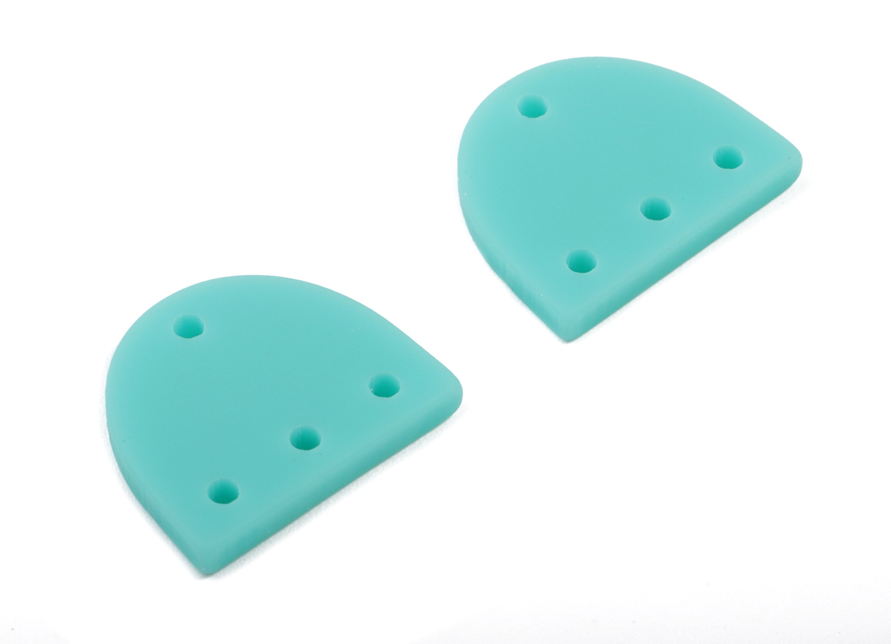 Acrylic Mini D Earring Connector - Matte Semi Circle Earring - 4 Holes - Jewelry Supplies - Color Code:A467 - 14.57x12.16x2.18mm - AC1896B - DOMEDBAZAAR